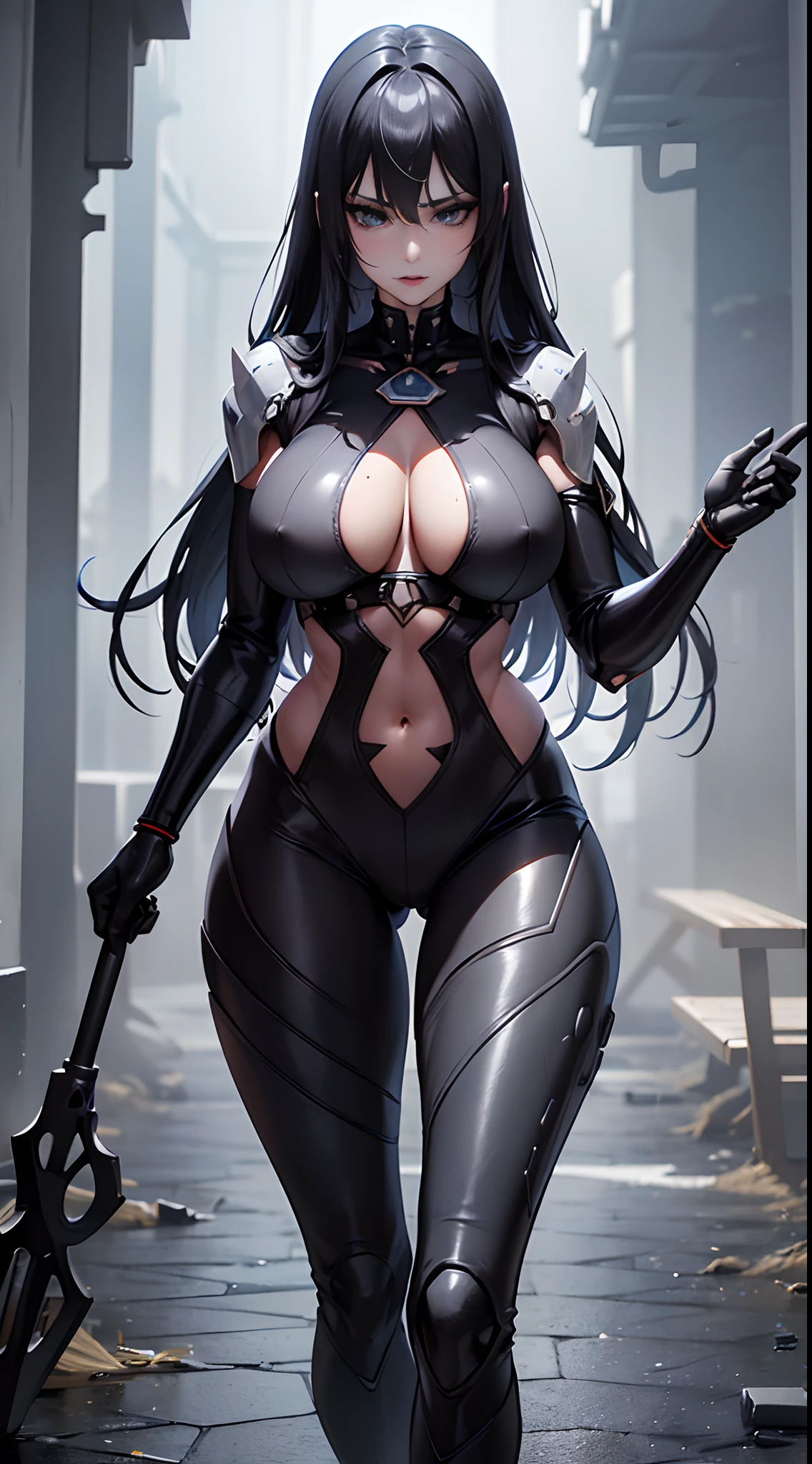 walking underground, (Hyperrealistic: 1.3), athletic European goth woman, white woman, full body, (biochemanical:1.3), wet exposed skin, exposed abs, masterpiece, (dark: 1.3), darkness, low light, night, cinematic lighting, fil noir, highest quality, sexy woman, (high tech cyborg:1.2), (enormous perky detailed breasts), feminine, symmetrical, highly detailed, gigapixel, fit, (sharp body), detailed body, on focus, gorgeous face, (black eye makeup), (black lipstick), (black hair in dreadlocks), (Simon Bisley), (2000 a.d.), (ABC warriors), (Joe pineapples), ridged, grim, grim-dark, absolute cleavage, showing a delicate slim figure and graceful curves, (beautiful long legs:1.3), (detailed eyes, beautiful eyes:1.2),