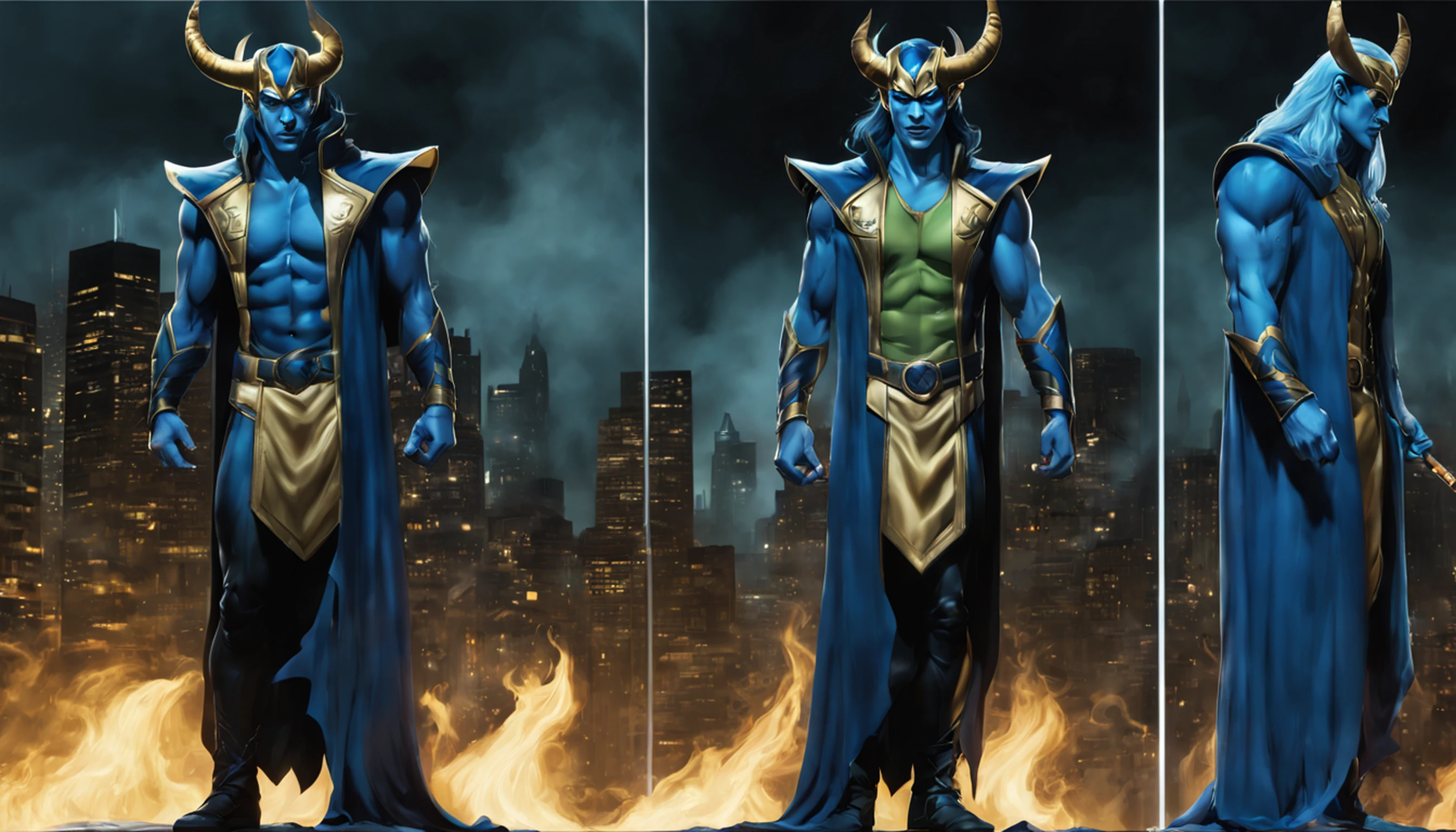 fechar para cima, Loki из Marvel Comics, ghost, Escuro, lo gothic, ..3d, ultra detalhado, blue transparent smoke around, estilo realista, Lagoa da Noite Velha, corpo inteiro,