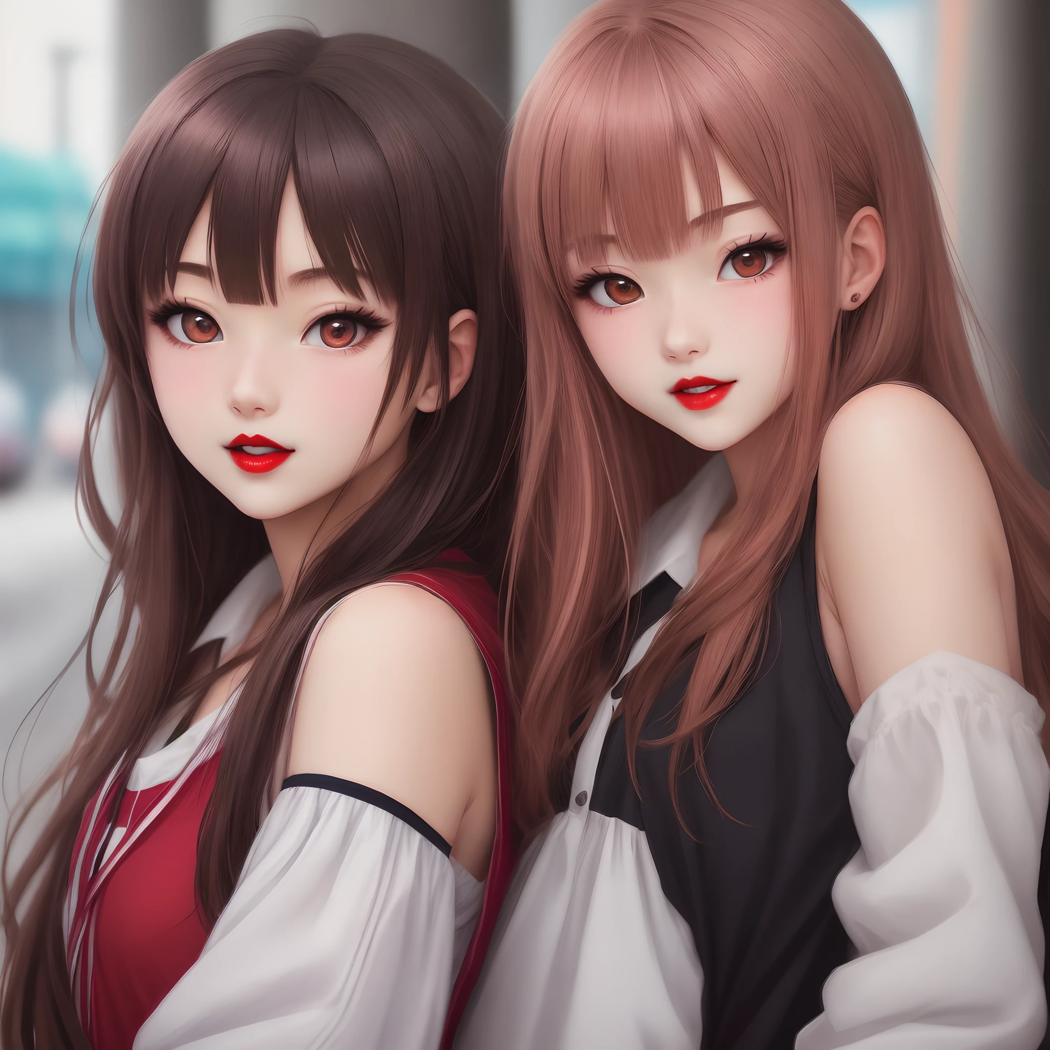 A high quality Anime girl who is 20 years old red lips and an American face