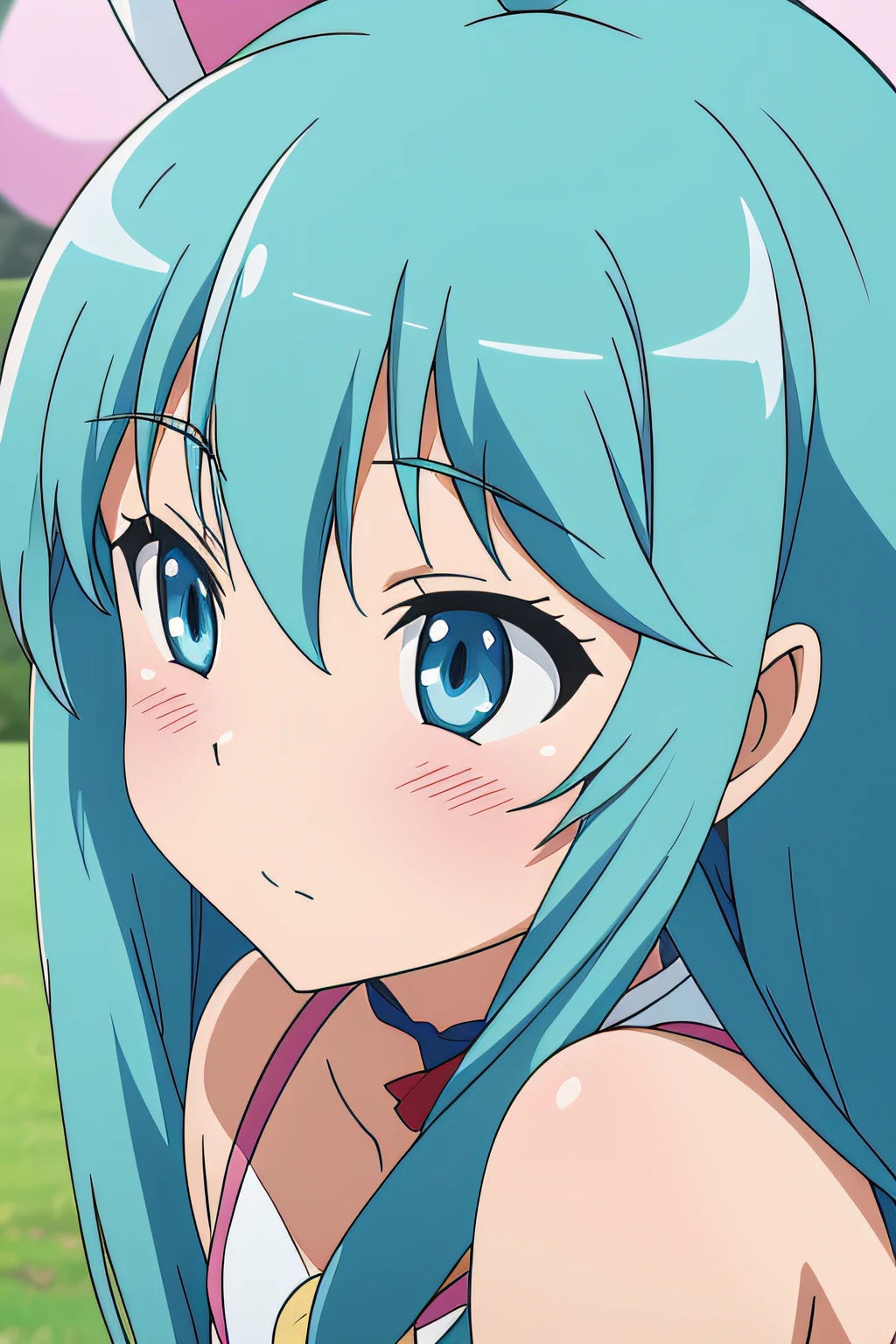 Close up portrait of a long-haired person wearing rabbit ears, Hajime Yatate, Anime visuals of cute girls, today's featured anime still, aqua from konosuba, Anime girl named Lucy, anime moe art style, pin on anime, Anime Best Girl, wataru kajika, Rin, As an anime character
