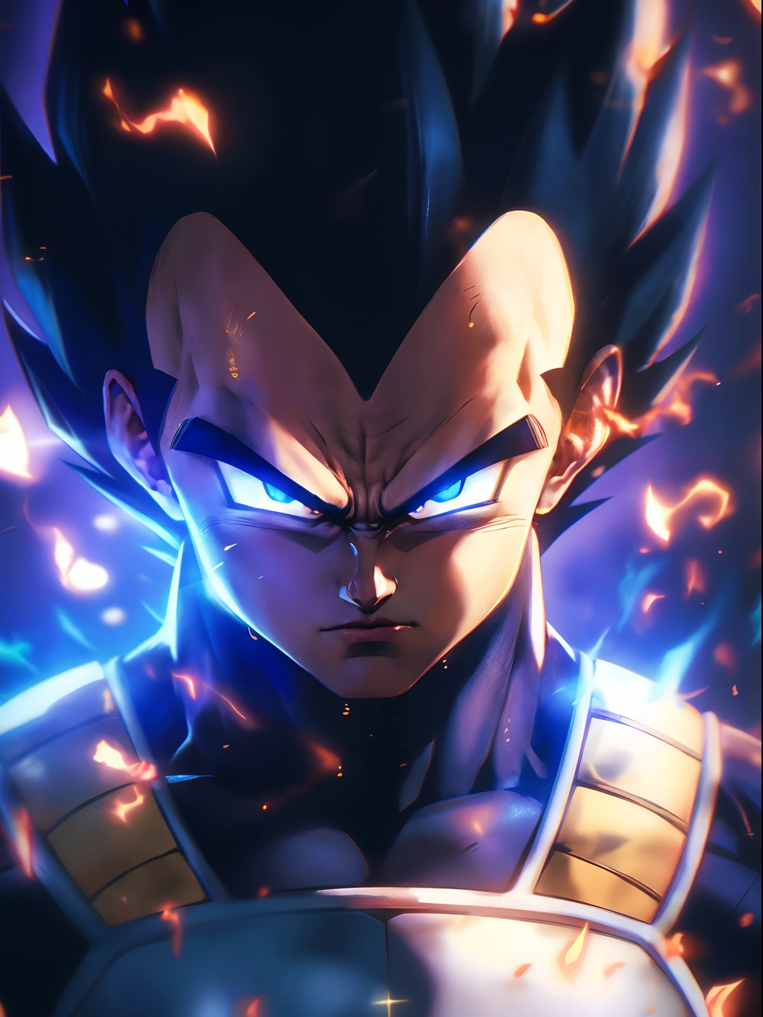 Hyperrealistic version of Vegeta, serious face, hyperdetailed, hyperrealistic