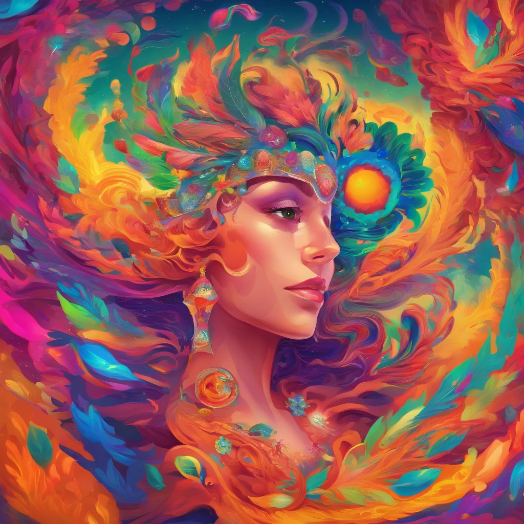 best quality, 4k, highres:1.2, ultra-detailed, realistic:1.37, vivid colors, studio lighting, shiny materials, magnificent feathers, sparkling details, intricate eye makeup, extravagant costume, regal posture, confident expression, dramatic lighting, vibrant colors, majestic atmosphere