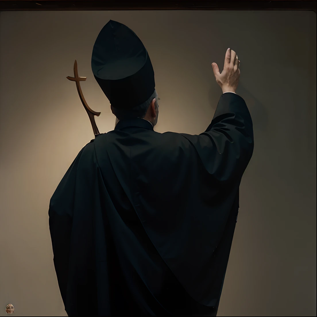 papa, O Papa, Pope with a look of hatred and anger, He's looking and pointing to the bottom right corner, Papa Maligno