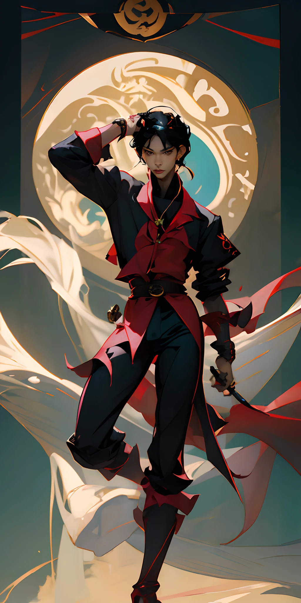 Lee Taeyong dressed as Captain Hook,Estilo Art Nouveau,Anime style,imagen de cuerpo completo,perfecto,guapo,rostro perfecto,a masterpiece,4k