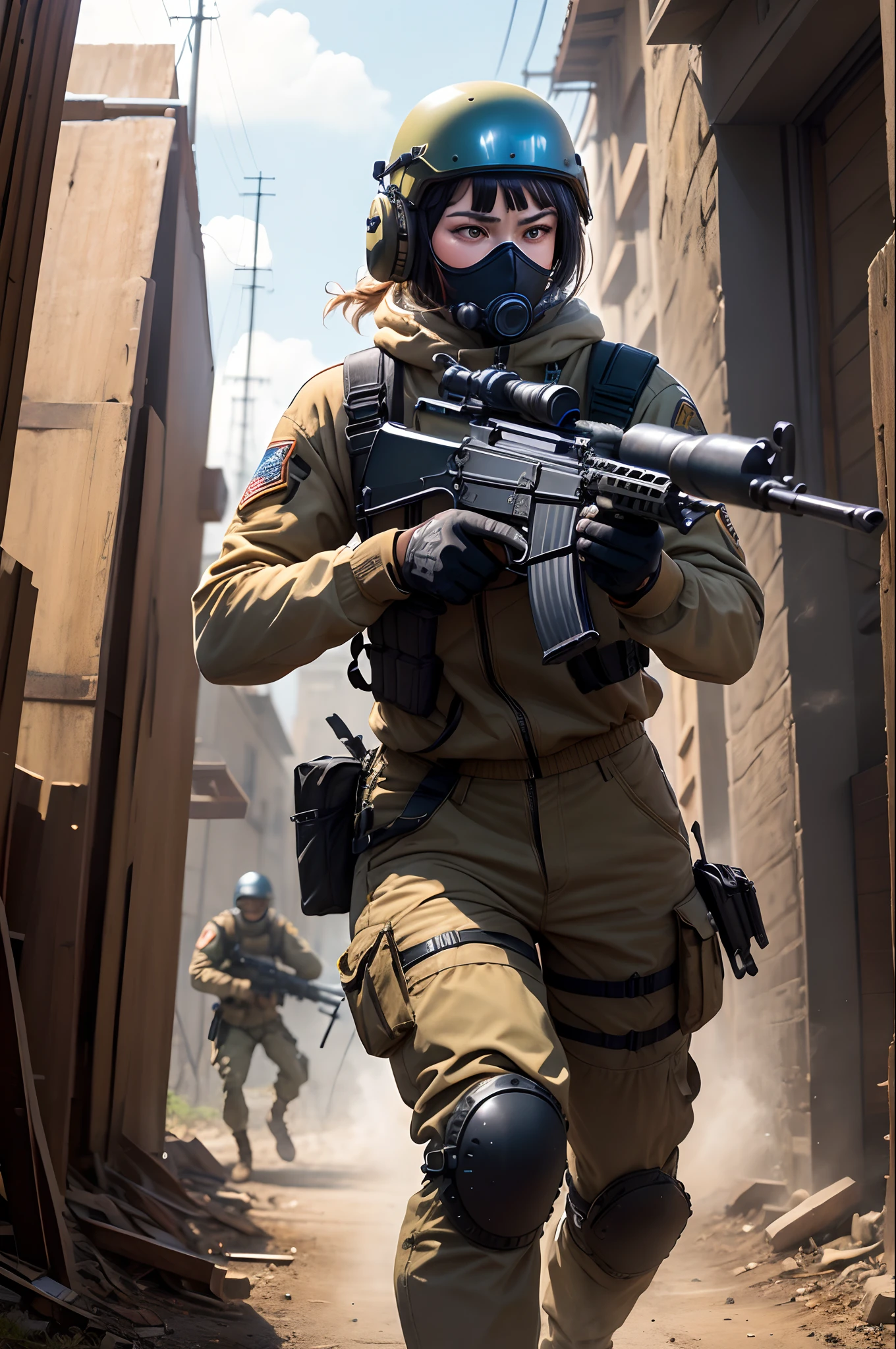 Armed combat with machine guns
