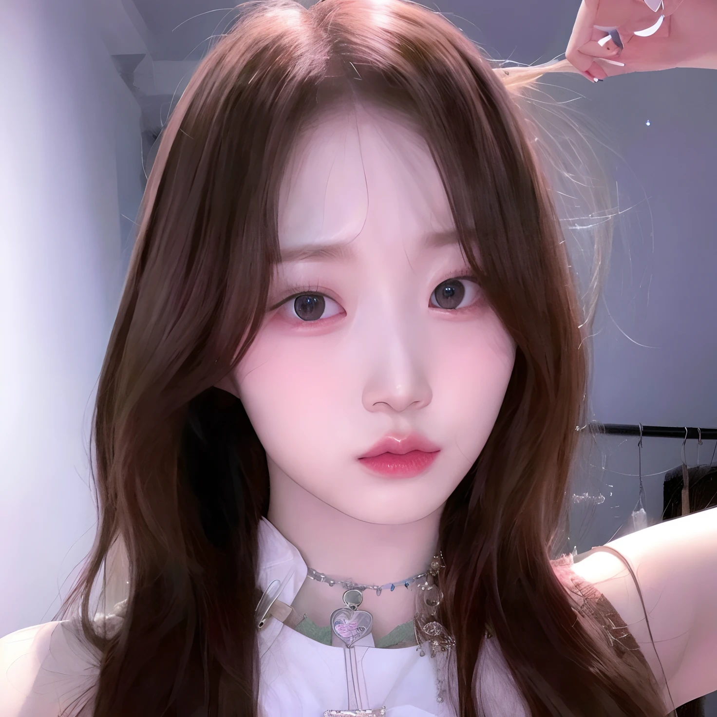 a close up of a woman with long hair and a necklace, jinyoung shin, lalisa manobal, jaeyeon nam, ulzzang, heonhwa choe, dilraba dilmurat, park ji-min, sun yunjoo, tzuyu from twice, lee ji - eun, lee ji-eun, hwang se - on