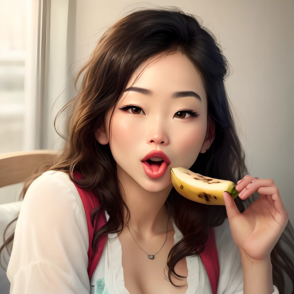 Sticking out your tongue while chewing bananas, sausages, etc. Sexy lips Real realistic Rihoni Yoshioka