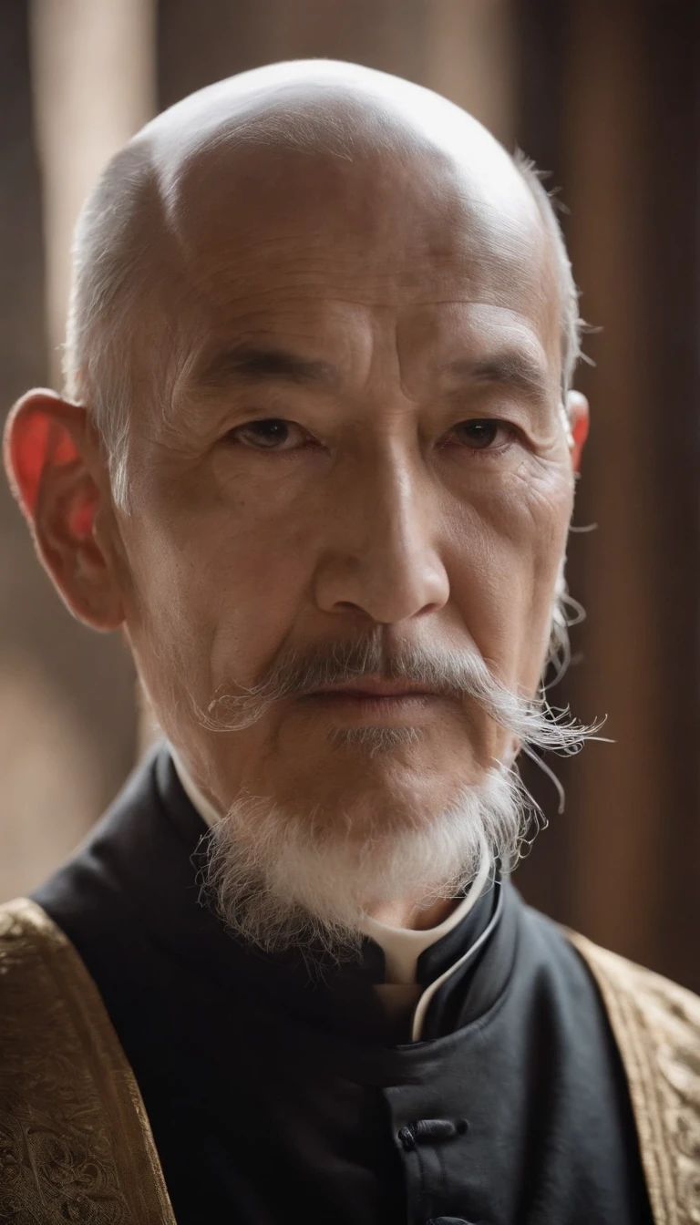 Immortals。Immortal,Temple,Meditate,Prayer beads,stately,a old man。white mustache,a cassock