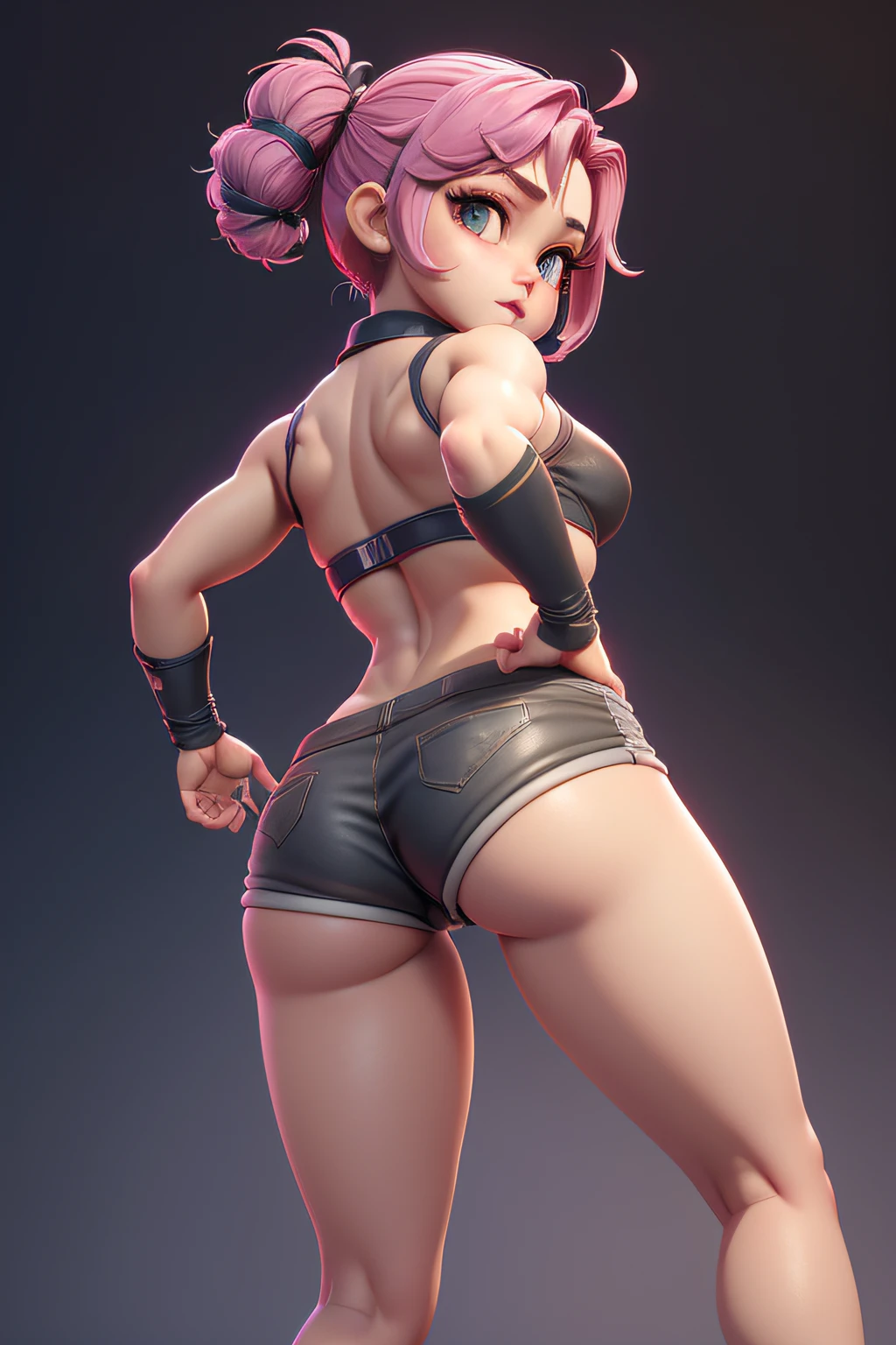 Mini sakura, (Sakura), menina solo, ray tracing, Estilo 3D, 3DMM, ((3 poses por foto)), ((3 poses em cada foto)), corpo inteiro,(Front view),(back vision), (view on the left), shorts cintura alta, mostrar barriga lisa, (((3 poses por foto))),(seios muito grandes), barriga perfeita, olhos perfeitos e simetricos, (perfect hands), corpo inteiro,Corpo inteiroesbiano, cheio de detalhe, pele ultra detalhada, sexy