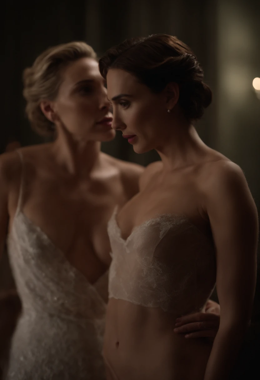 naked Scarlett Johansson and Gal Gadot pornographic lesbian sex. nsfw. erotic