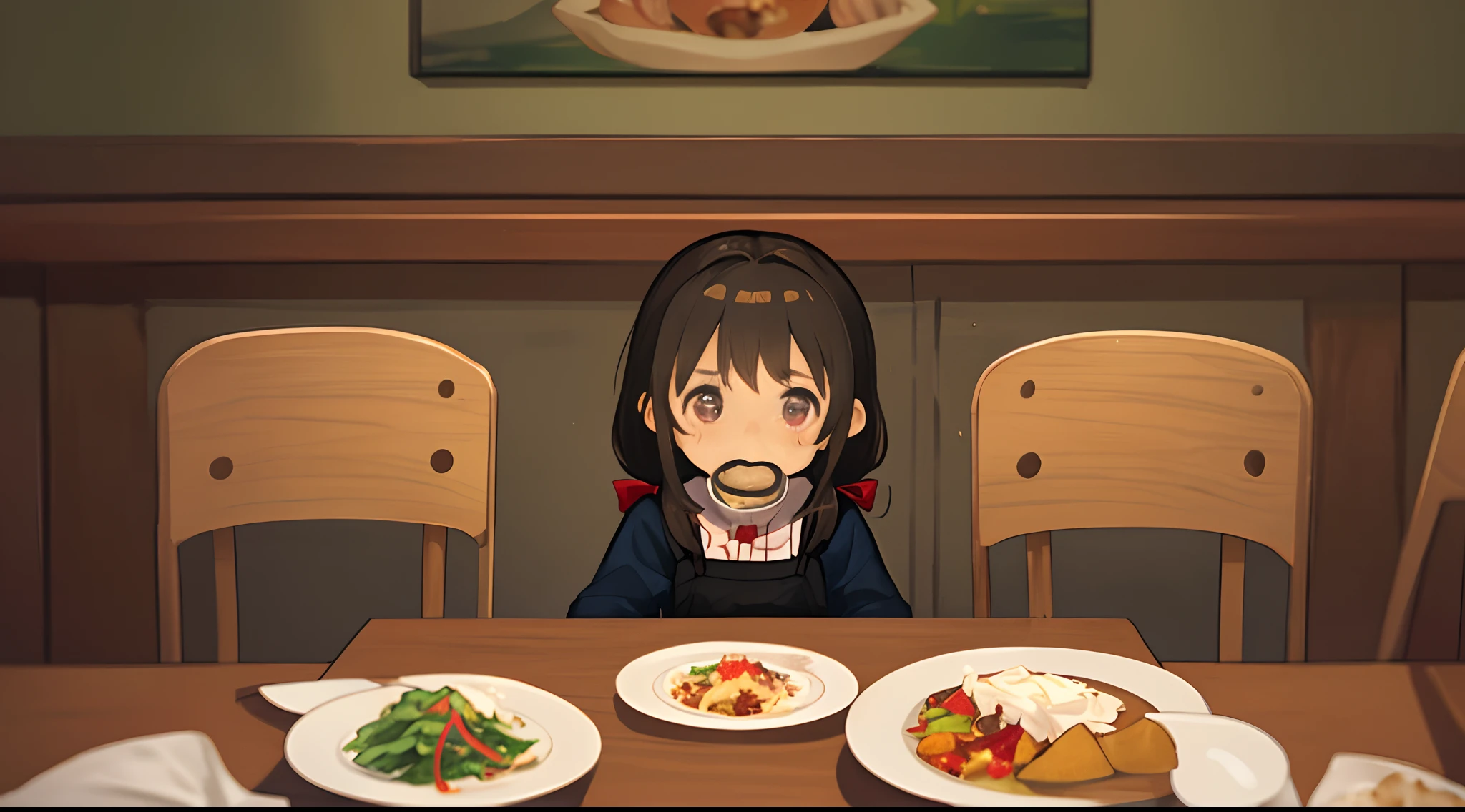 Little Girl not wanting to eat at dinner table