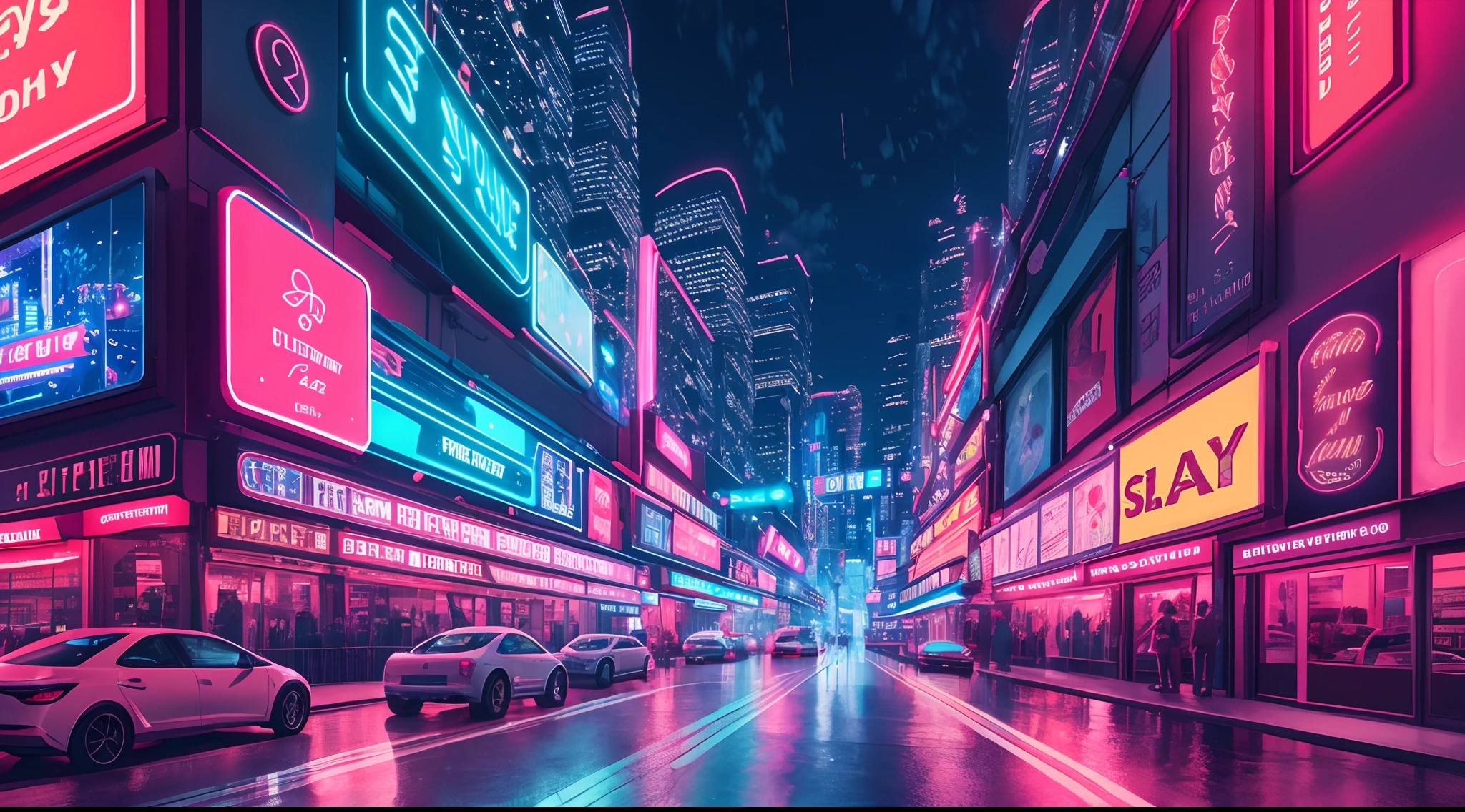 2024 New Year atmosphere scene scene 8k octane, high quality, Neon lights, Bustling city, Street, Cityscape, Street, projected inset, panorama, Sony FE GM, Wide shot, cinematic lighting, Fujicolor --auto --s2