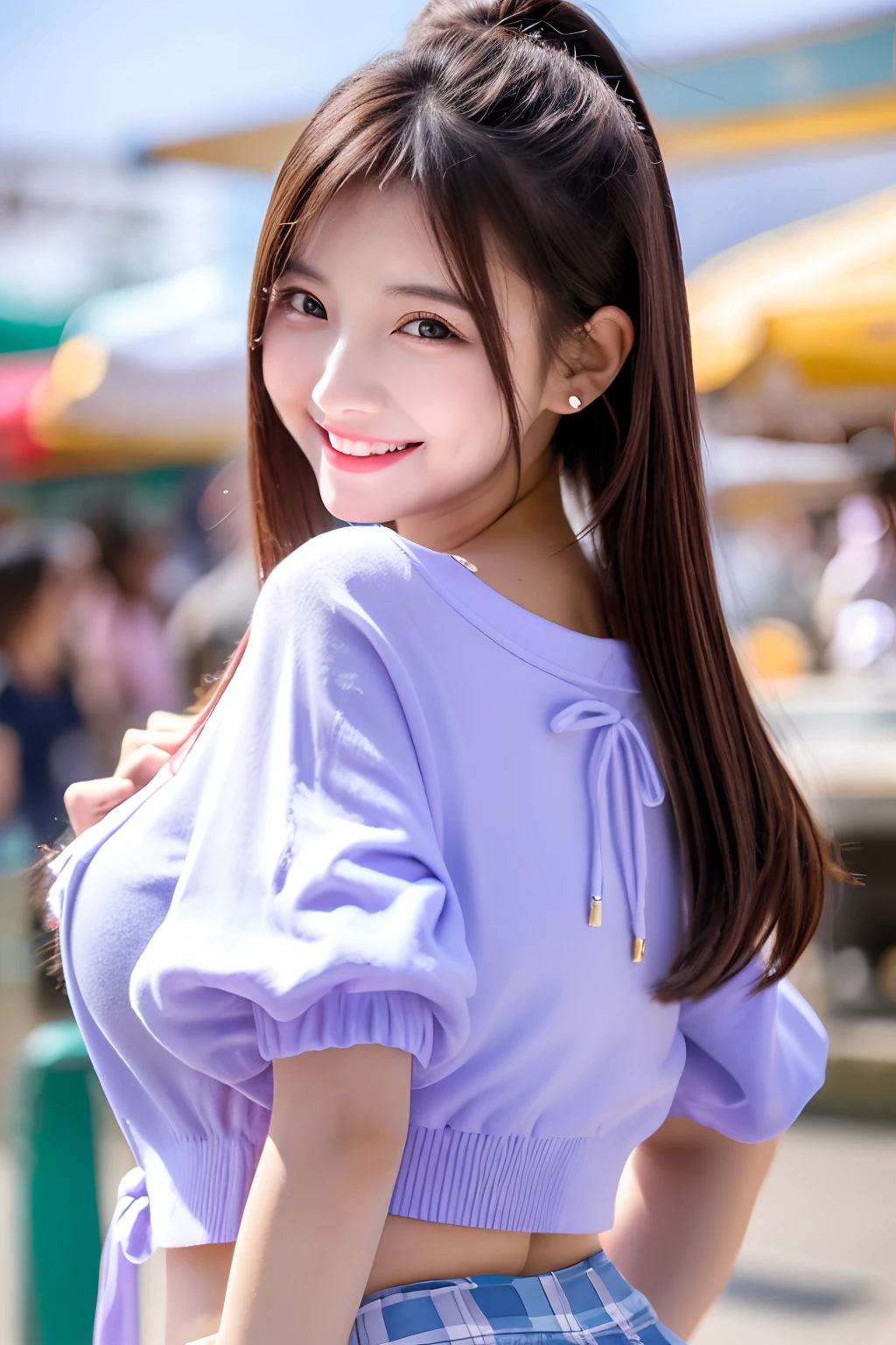 huge tit　Cute clothes　a smile　stand