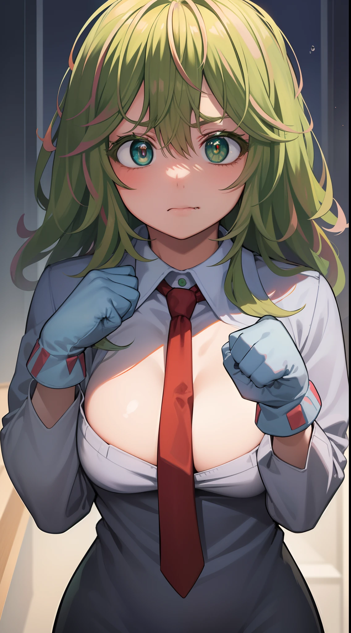 Girl's face and one penis、facial cum shot、blow job、Oral ejaculation、Face of a girl sucking a penis、dripping white drool from the mouth、Open your mouth wide to the maximum、A large amount of yogurt in the mouth、big penis、Semen、Kamimei、Take a picture of your face、Face and penis、Two-tone hair、gloves, neck tie, red necktie、 Taken from above、yogurt、angry looking face、glares、A look of contempt(Green eyes:1.5), Green hair, hair messy, multicolored hair, thick eyelashes, Two-tone hair、 Red cheeks、Angry Face Blair K (masutepiece:1.2), Best Quality, High resolution, Unity 8k壁纸, (Illustration:0.8), (Beautiful detailed eyes:1.6), extra detailed face, Perfect Lighting, extremely details CG, (Perfect hands, Perfect ???????)