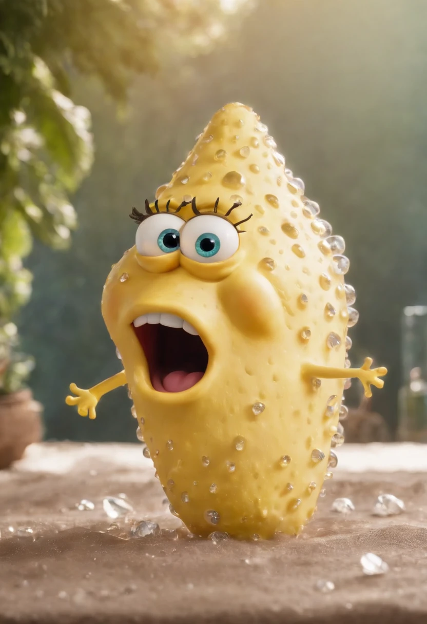 Patrick From spongebob (hyper realistic) naked with big boobs and big ass, diamond chain, spitting