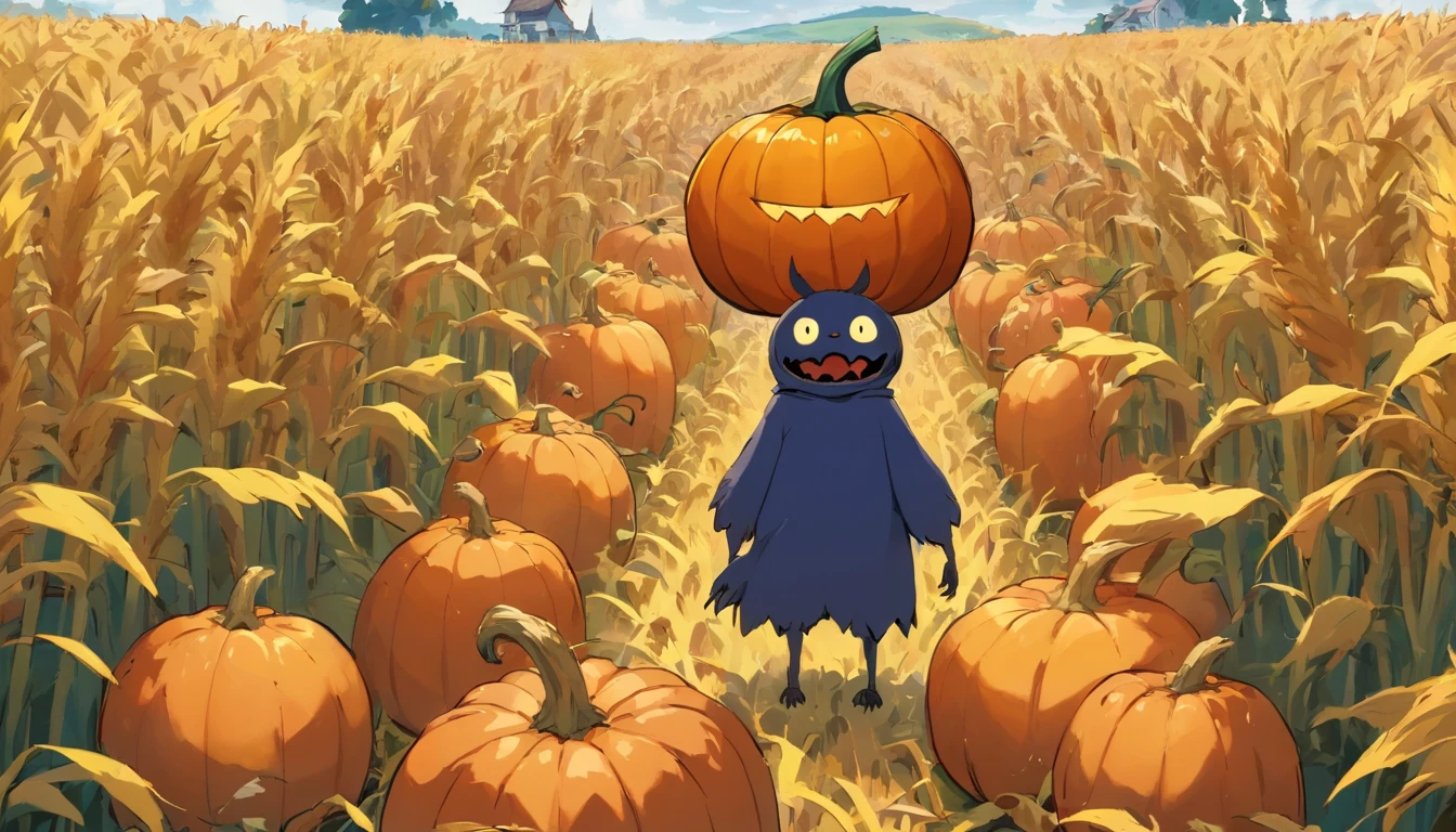 Monster House, There are many monsters at work、Halloween pumpkin head ghost、Painting \(Moderate\),Operating a PC