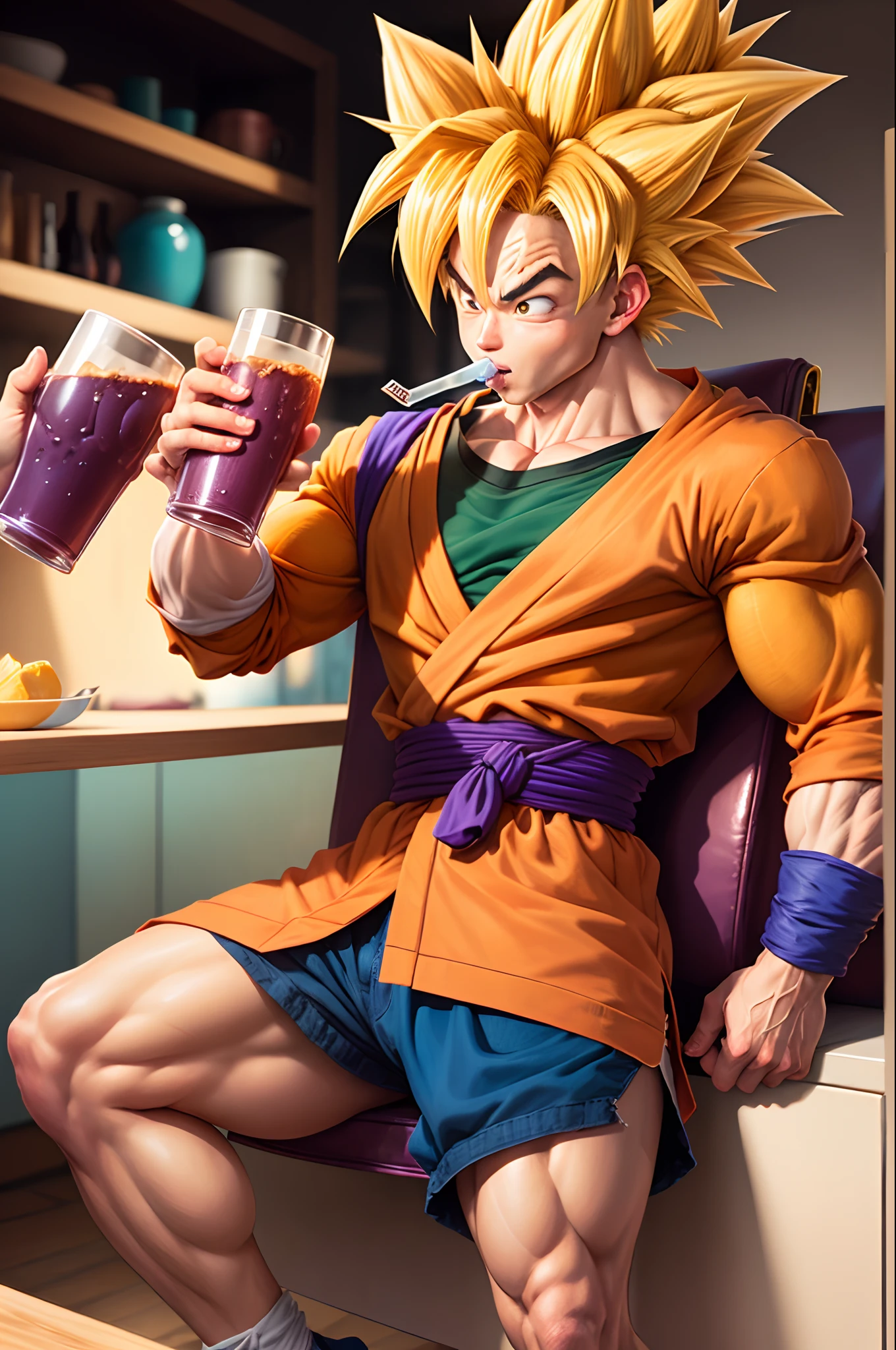 Goku sipping lean