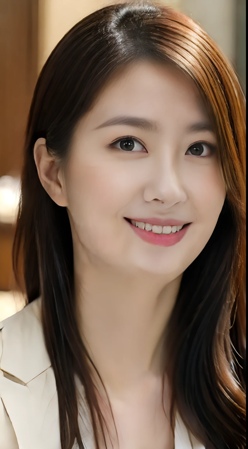 top-quality。８K-Picture。random、Mature Gravure Idol。Beautiful Women in Perfect Style。Slender but big breasts。The attraction of the gap。married woman、age 40s、、Soft breast roundness、Delicate and elaborate facial features、Realistic background、large full breasts、Sexy lips、sensual smiling、。Silver hair。(Colossal tits：1.4)。kawaii eyes。Double eyelids。long, Wavy Hair。Very delicately drawn face。Perfect Style。Officelady、((Black business suit))、Taken with。(The fate of gravure idols、Colossal tits：1.4)。(The fate of gravure idols、Colossal tits：1.4)。Subtle smile or shyness