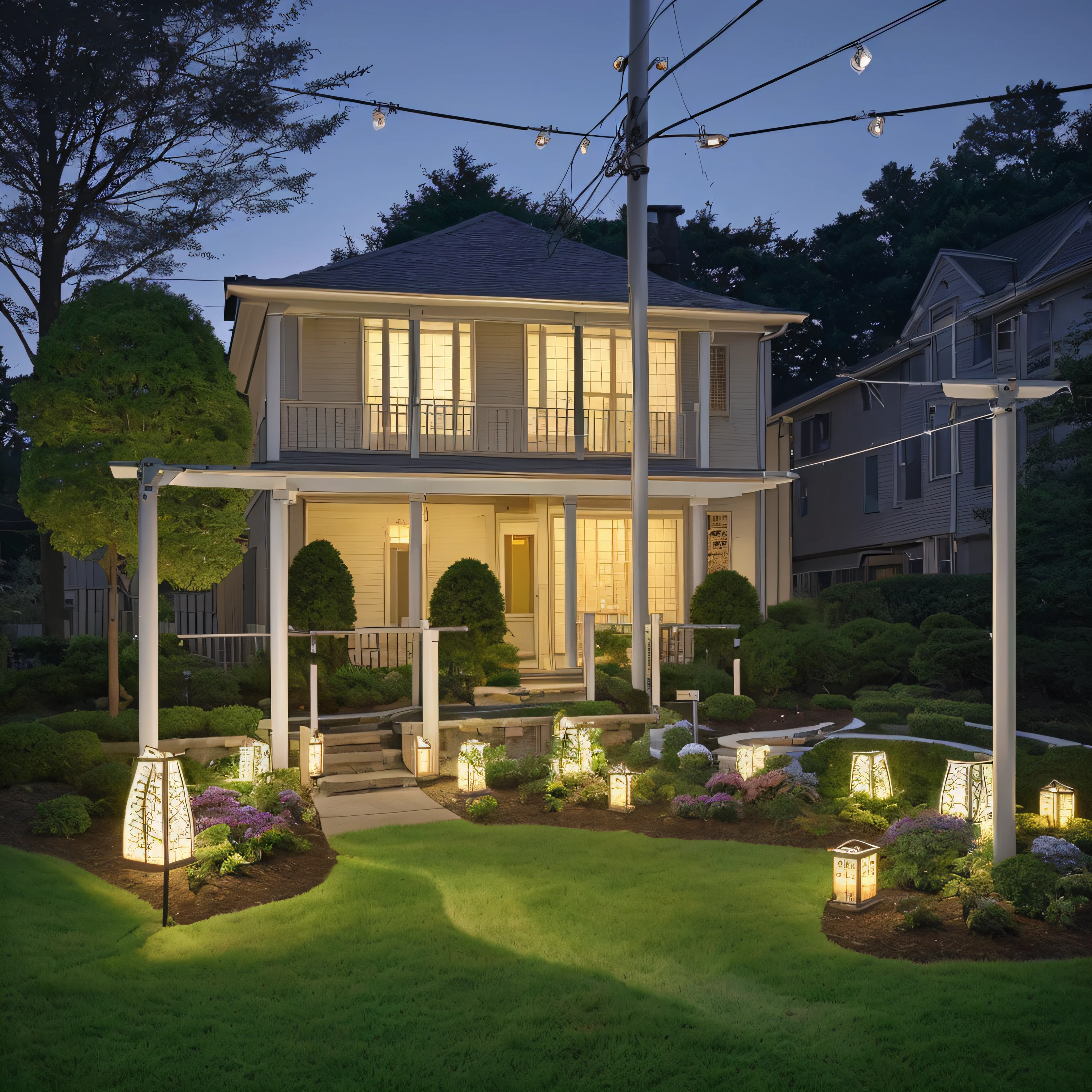 Ultra-clear rendering，Hang light poles with hooks,It is used to hang outdoor string lights、2-piece light stand,trpical garden