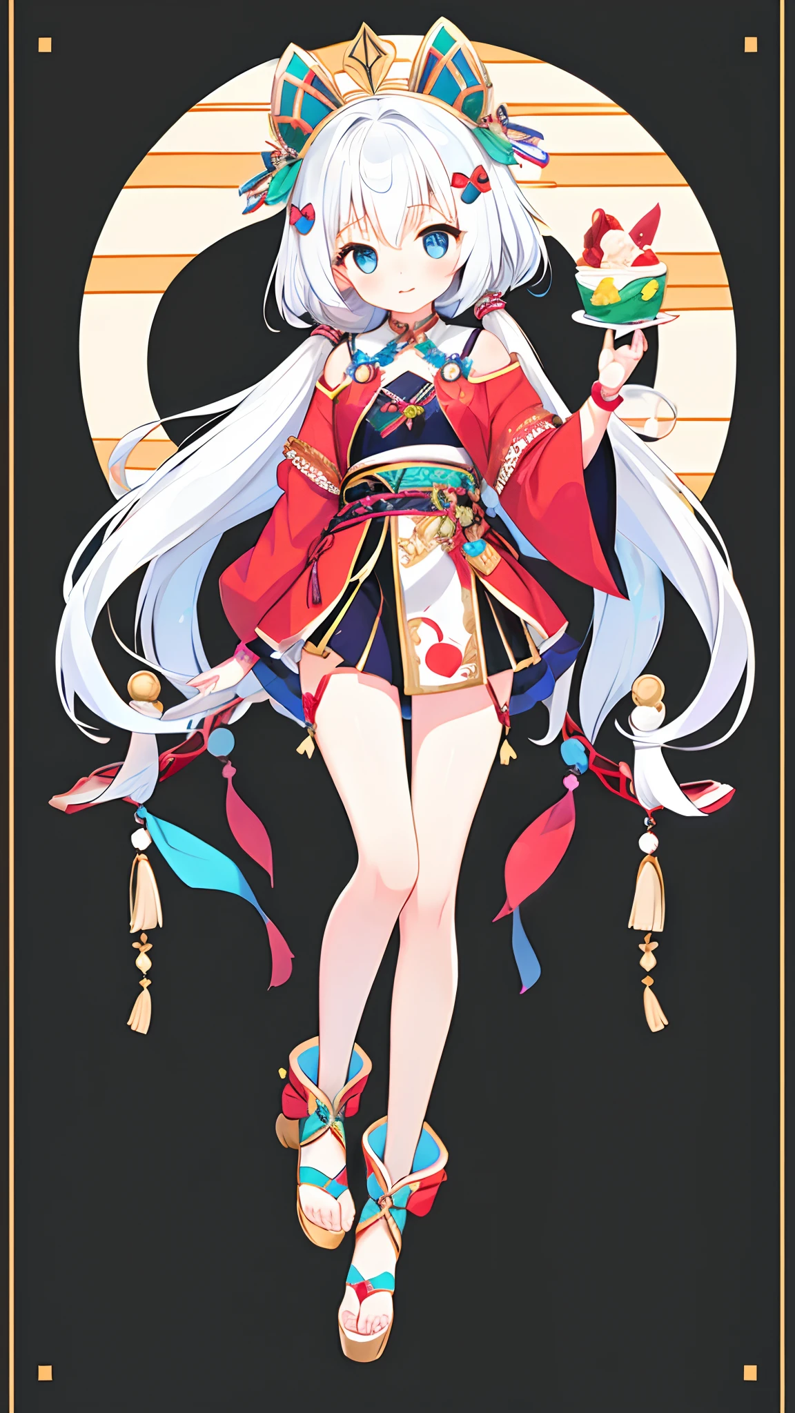 girl with、jumpping、full body Esbian、Distinctive ethnic hair ornaments、Characteristic ethnic shoes