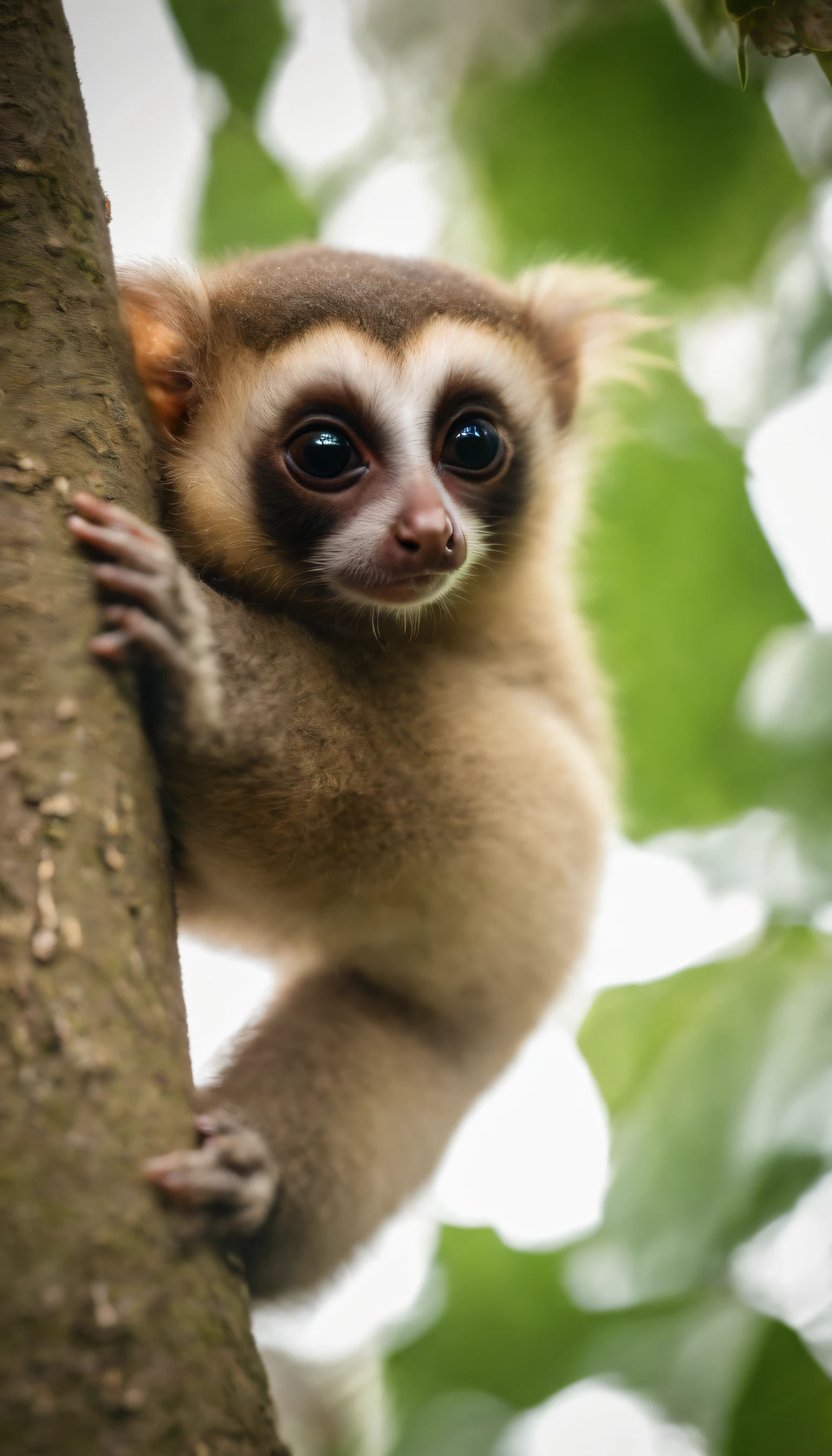 slow loris,very cute, in the nature, masterpiece, best quality