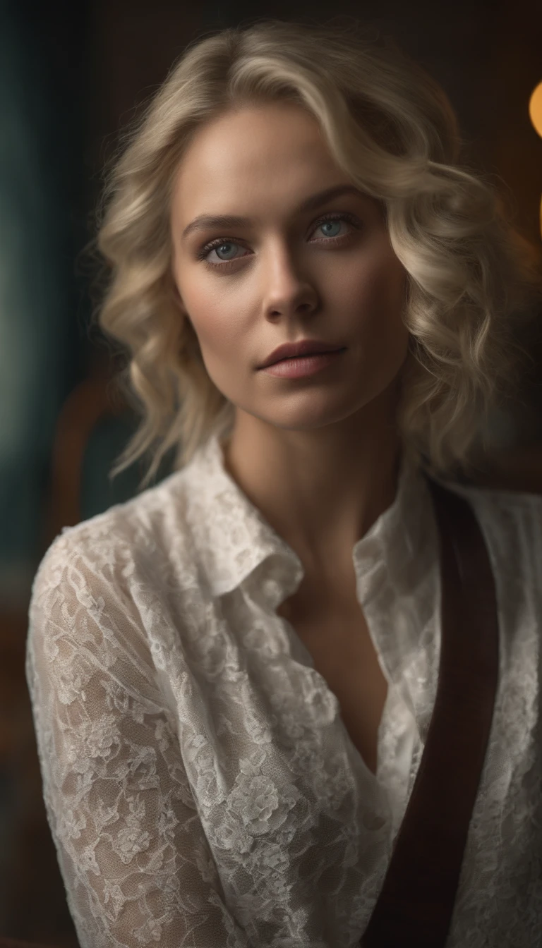 femme blonde, Face in front of the camera, yeux bleus, ultrarealistic, Fotorealista