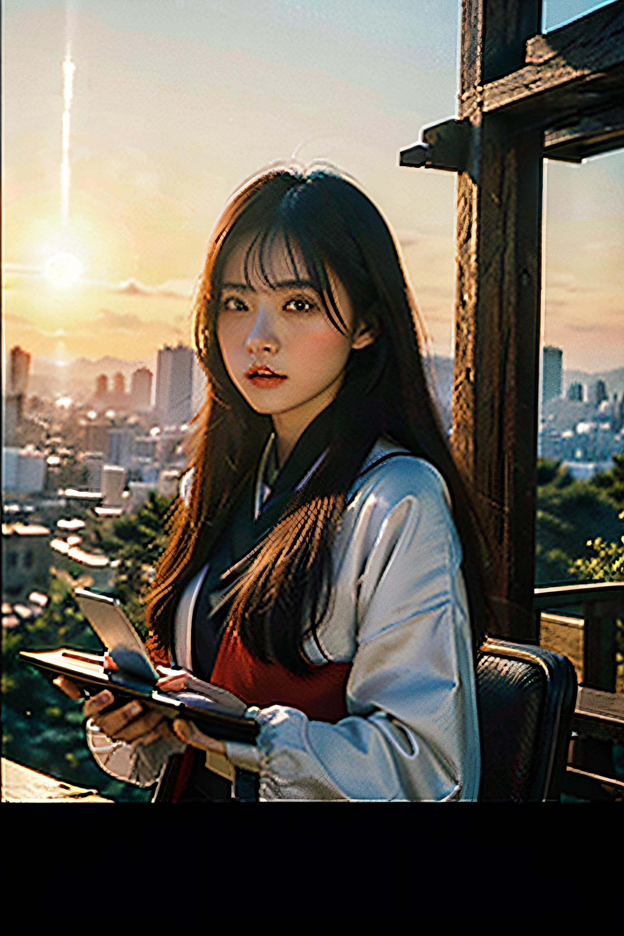 best quality,masterpiece,1girl of a Imaginative Macanese Female Page,Crude hair,background is Unique The Tablets of Stone,at Sunrise,Cel shaded,anaglyph effect,ultra high res,Extremely Detailed Official Unity 8K Wallpapers,ultra high res,ultra high quality,