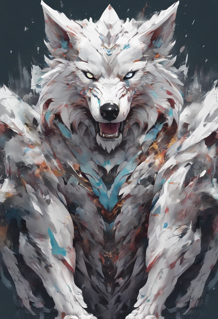 Splash art, a wolf head, ((white background)), piercing eyes, epic Instagram, artstation, splash style of colorful paint, contour, hyperdetailed intricately detailed , unreal engine, fantastical, intricate detail, splash screen, complementary colors, fantasy concept art, 8k resolution, deviantart masterpiece, oil painting, heavy strokes, paint dripping, splash arts