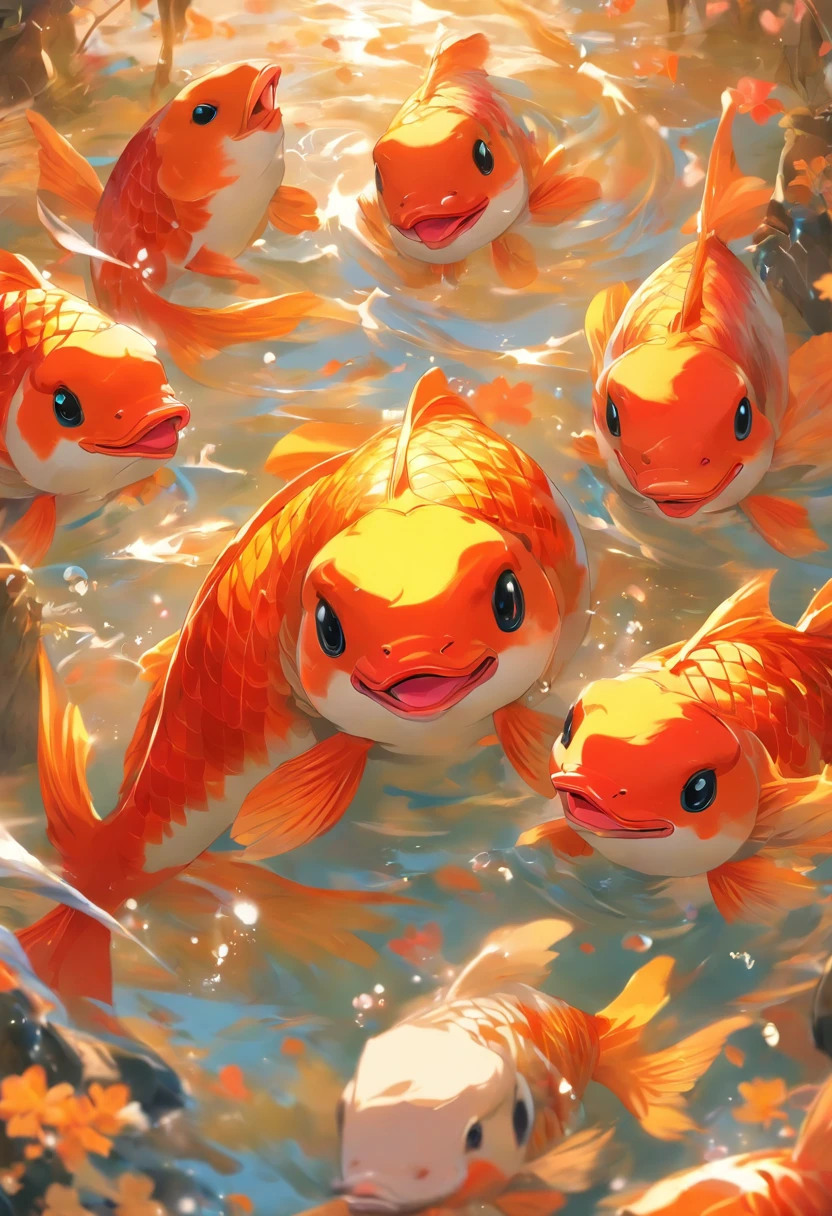 Carp and Roc birds, The meaning is good,The future is bright,The painting style is a little sunny,Elements can be cute,Happy birthday congratulations