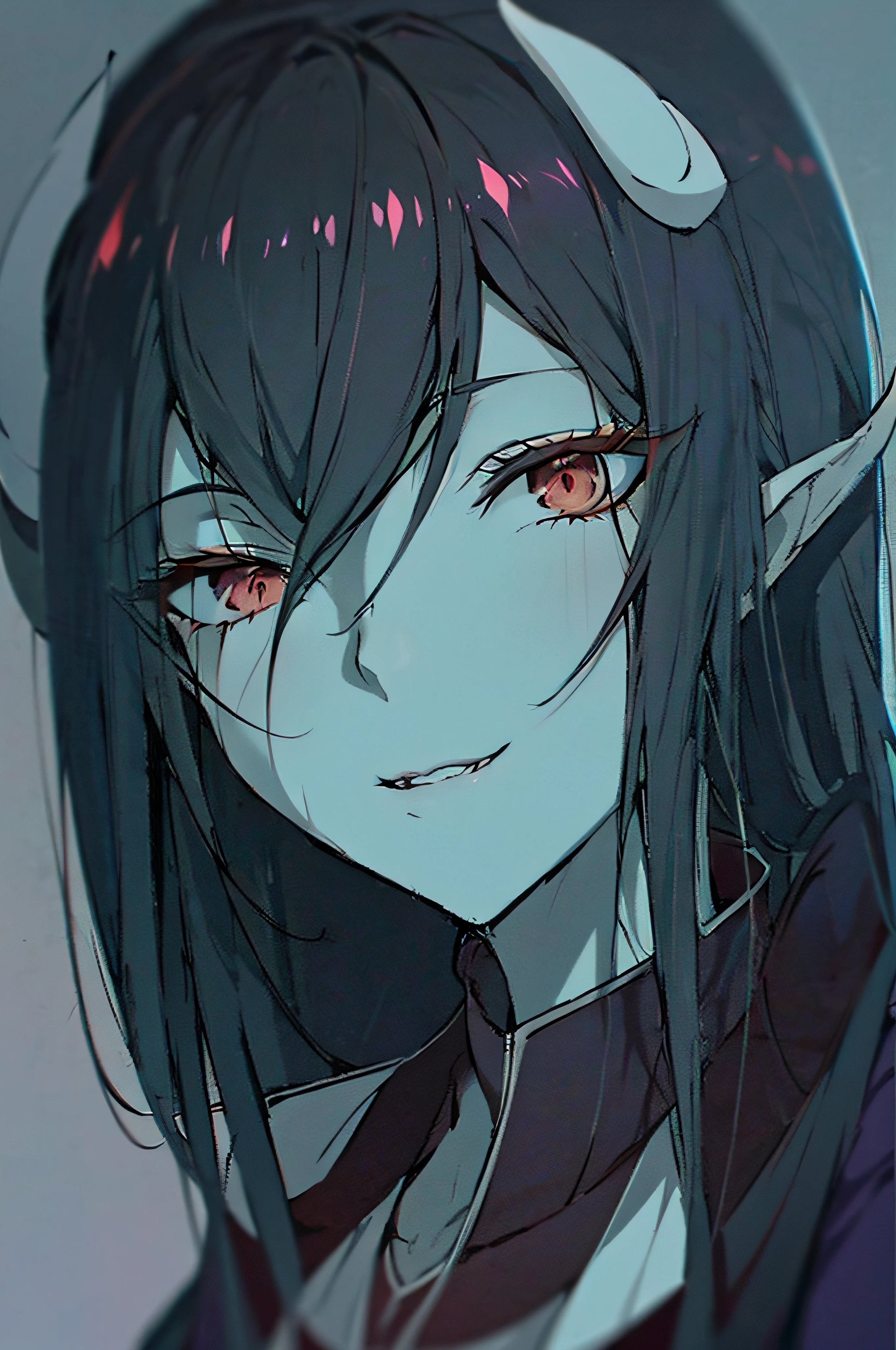 a close up of a woman with horns and a demon face, albedo from overlord, deviantart artstation cgscosiety, onmyoji portrait, fanart best artstation, badass anime 8 k, portrait gapmoe yandere grimdark, widowmaker, trending on artstationhq, trending on artstationh, omen from valorant