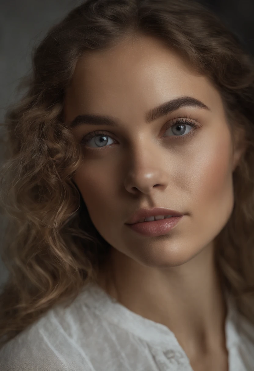 Arafed woman completely , fille sexy aux yeux verts, ultra realist, Meticulously detailed, Portrait Sophie Mudd, cheveux blonds et grands yeux, selfie of a young woman, Yeux de chambre, Violet Myers, sans maquillage, maquillage naturel, looking straight at camera, Visage avec Artgram, Maquillage subtil, Stunning Full Body Photo Medium to Large Bust, Mole left cheek