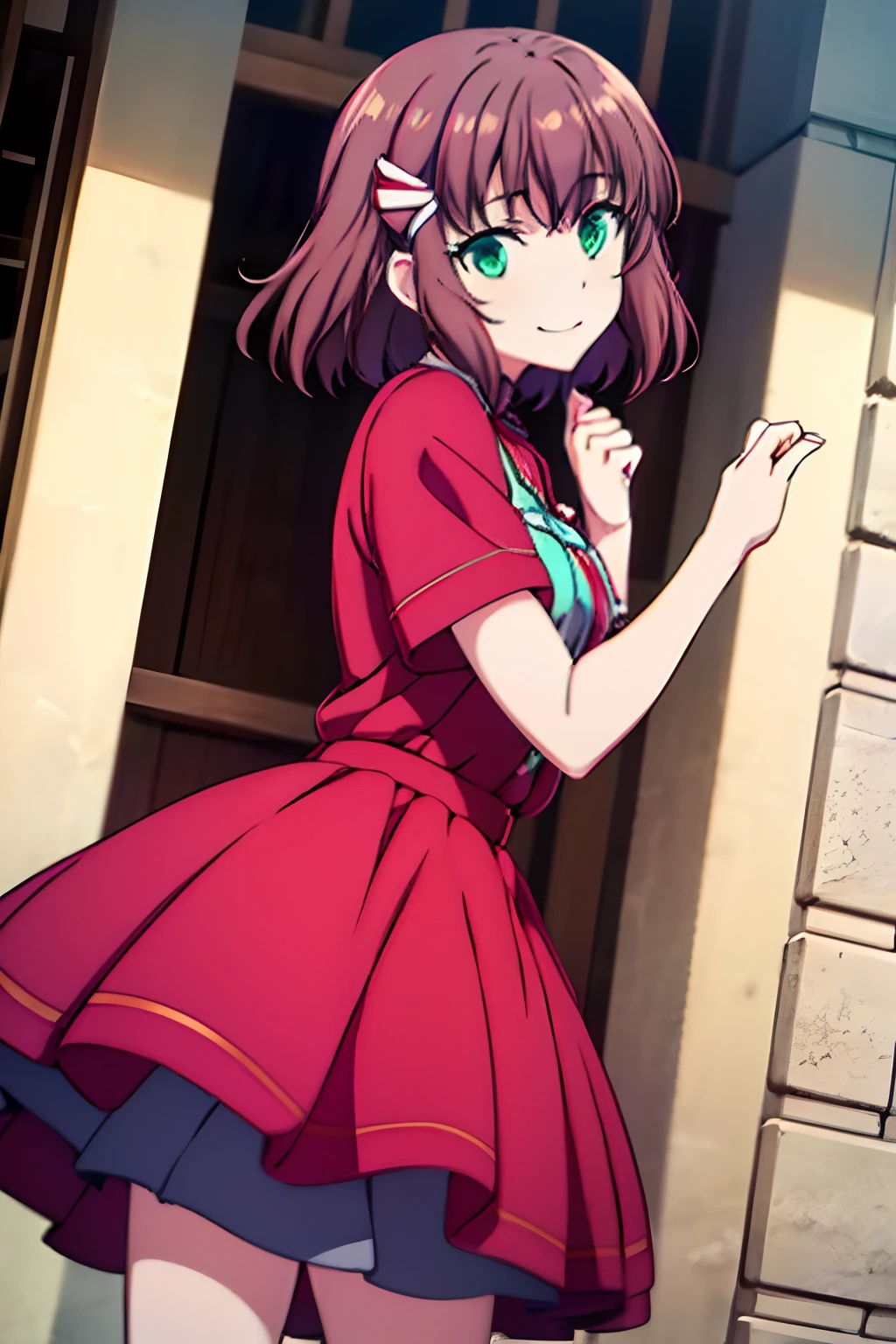 Dress, Shoko Sashinami, Valvrave the Liberator, Hair ornaments, short brown hair, medium hair, green eyes