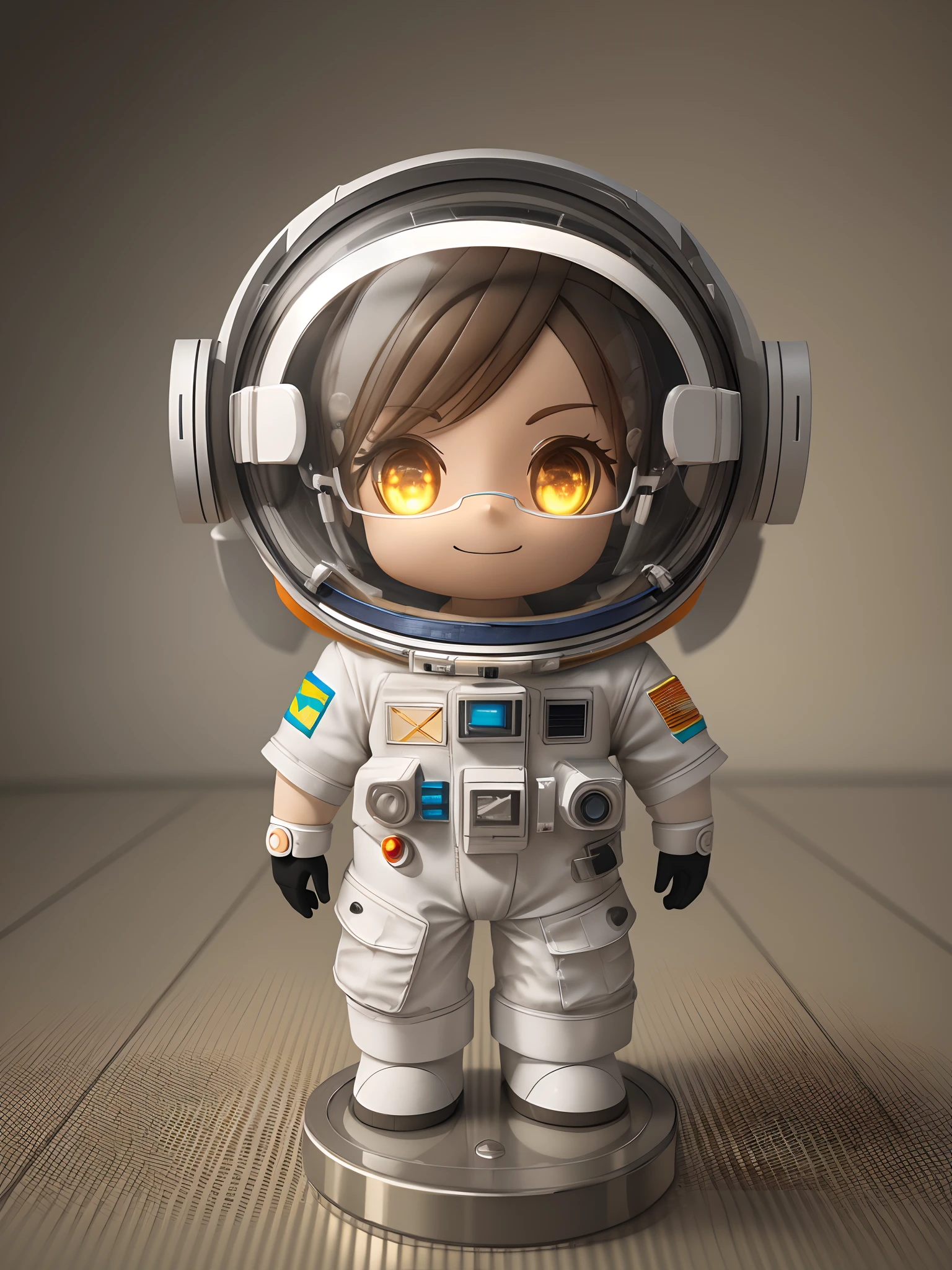 Full body, white orange, super cute a china astronaut,Lovely face. Smile, chibi, clean background, fluorescent translucent holographic pajamas, blind box, pop mart design, exaggerated expressions, fluorescent, holographic, diamond luster, metallic texture, fluorescent, holographic, strong light, clay material, Precision mechanical parts, close-up intensity, 3d, super detailed, C4D, octane render, Blender, 8K, HD --auto --s2