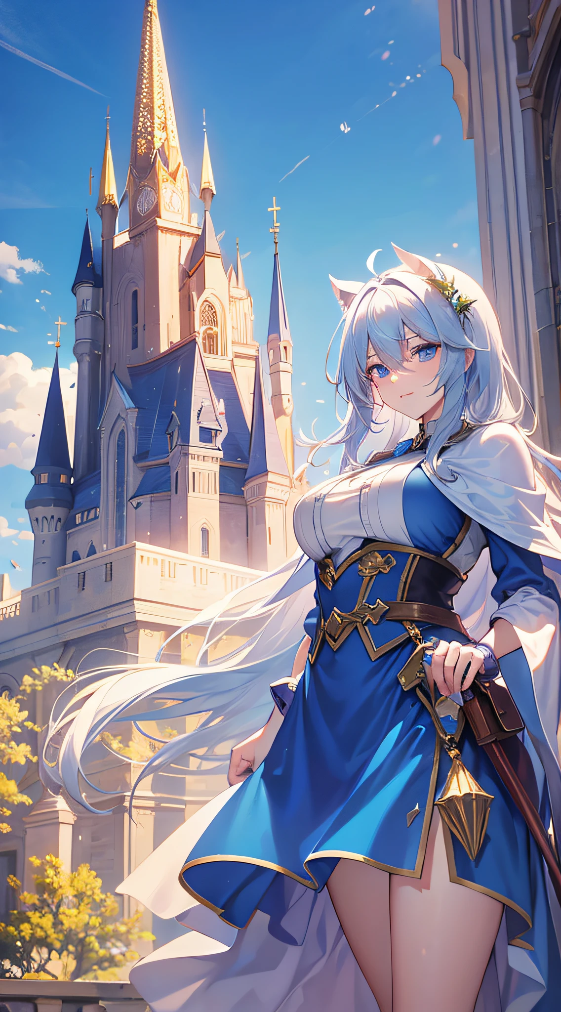 mages,castle background,Surround magic effects