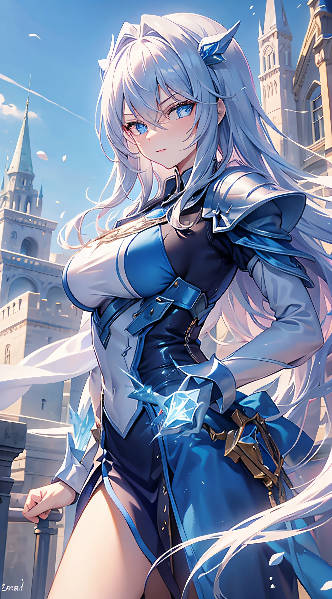 mages，Castle background，Armed with ice magic