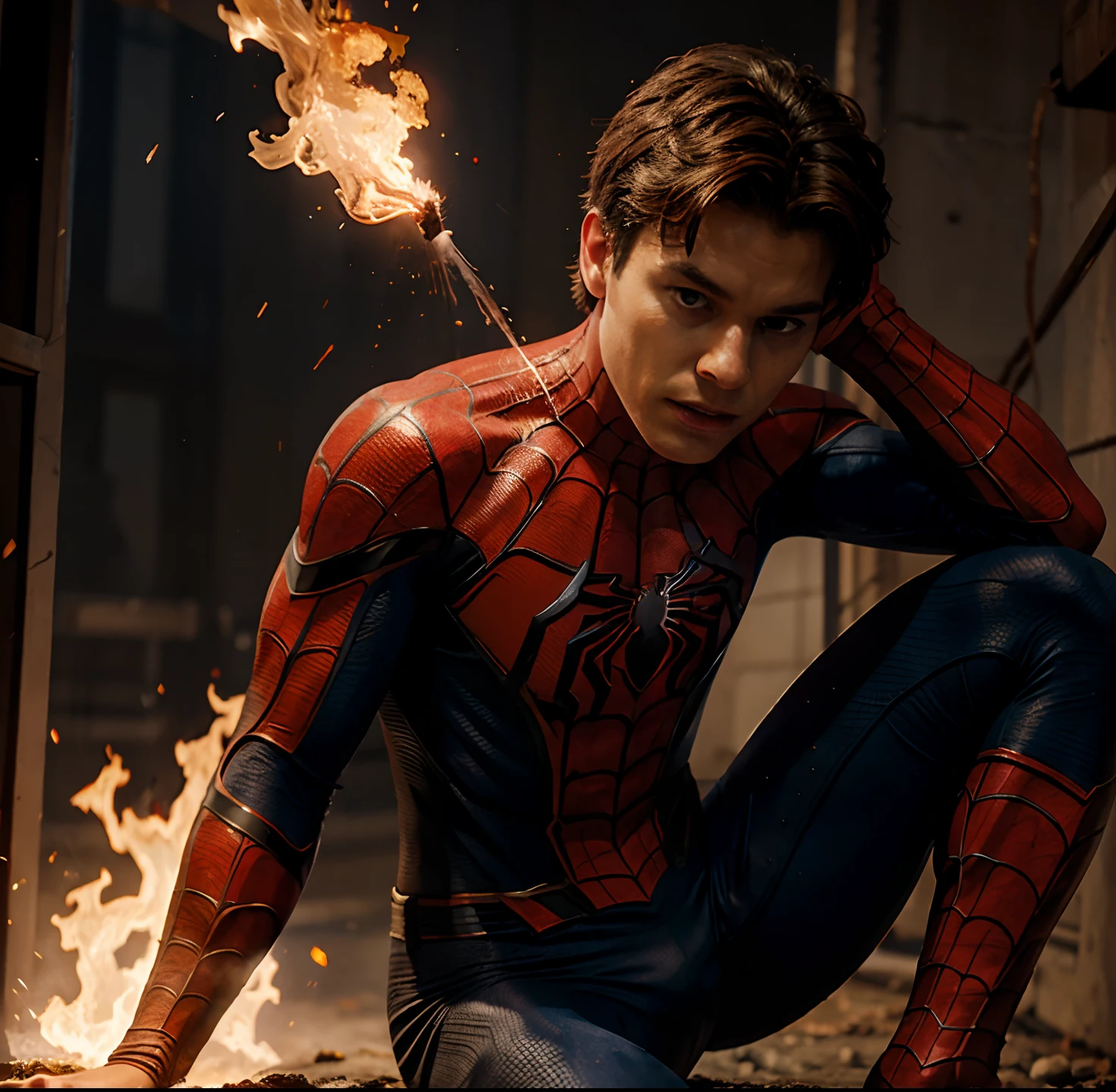 Spider-Man on fire digital art