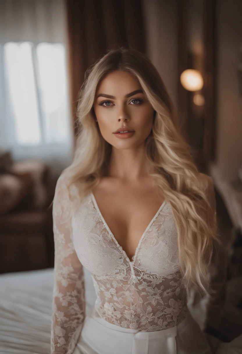 Femme en culotte en dentelle et gilet blanc,Grande silhouette parfaite, fille sexy aux yeux bleus, Portrait Sophie Mudd, Portrait de Corinna Kopf, cheveux blonds et grands yeux, selfie of a young woman, Les yeux dans la chambre, Violet Myers, Maquillage Orn, maquillage naturel, Look directly at the camera, Visage avec Artgram, dezentes Maquillage, De superbes photos du corps entier, dans une chambre, Fission, 4K