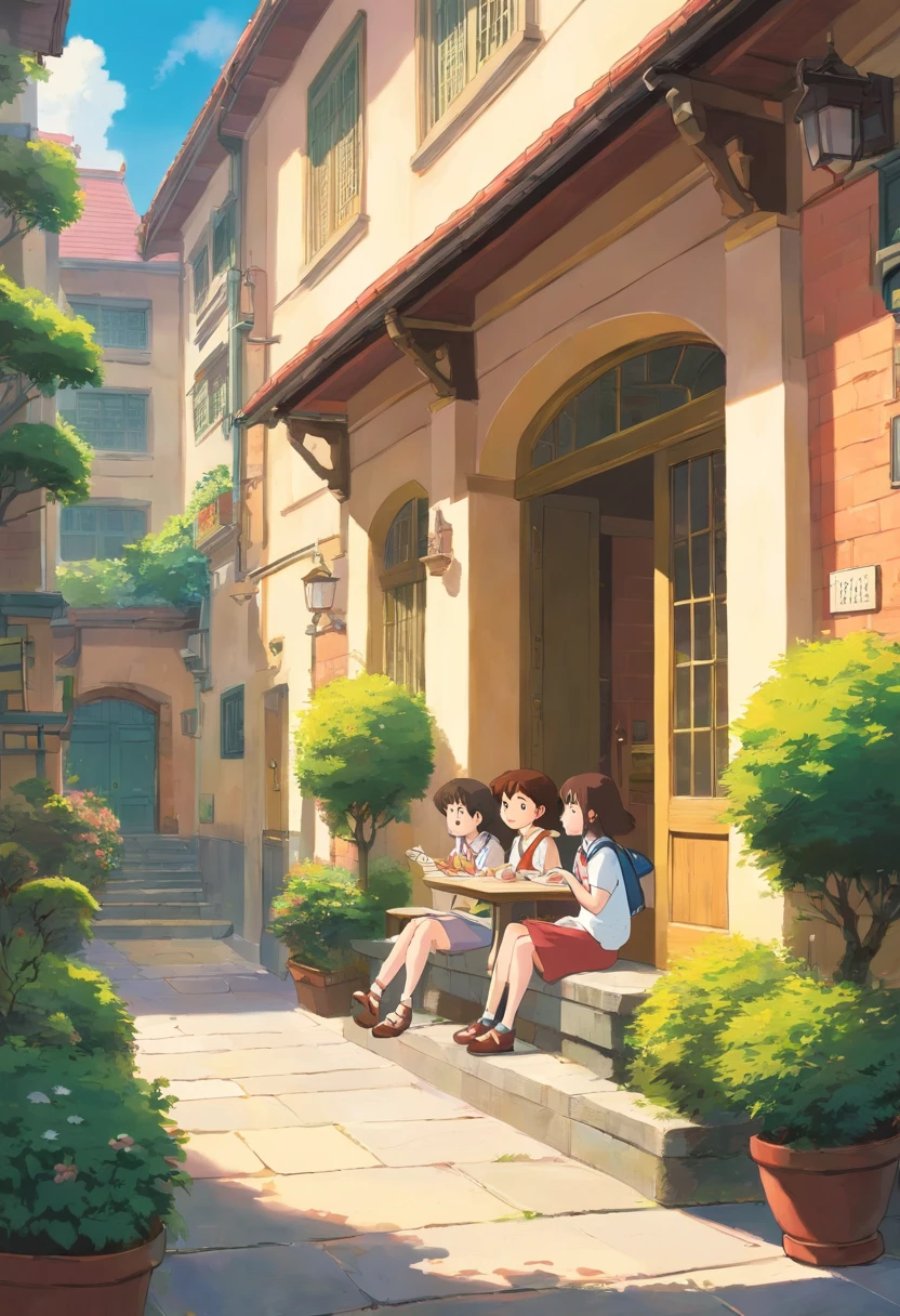 Frame 4:
- Setting: The school courtyard, during lunch.
- Description: The climax - Sarah bullies mark jenny alex bully Sarah