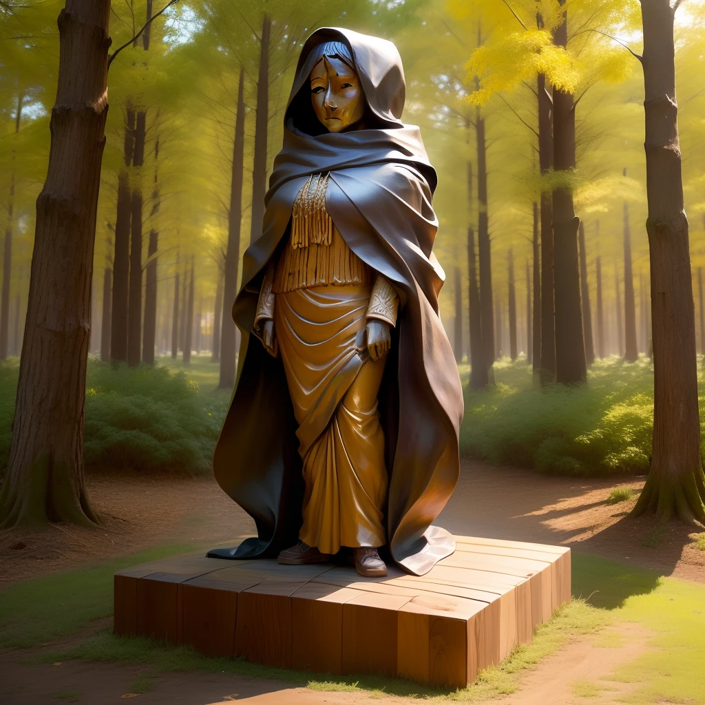 A tightly wrapped burrito wood carving statue