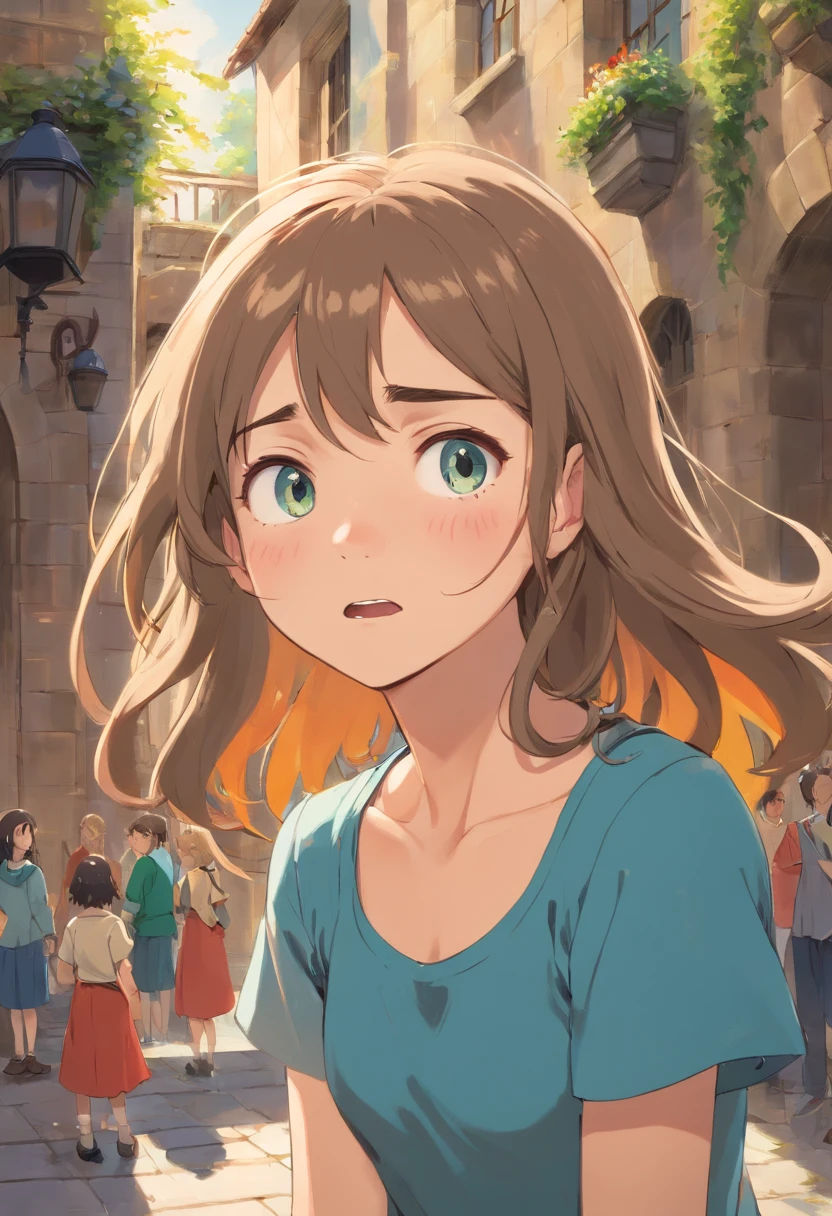 (best quality,highres:1.2),ultra-detailed,(realistic:1.37)
School courtyard lunch, Sarah bullying climax.
Sarah's face contorted with anger, her eyes filled with tears. 
Mark, Jenny, and Alex cornered Sarah, their expressions mocking and cruel. 
Sarah's lunch box was open, and Mark snatched away her sandwich, devouring it greedily. 
Jenny and Alex burst into laughter, taunting Sarah with hurtful words.
The courtyard echoed with their mean-spirited jeers.
The sun cast a harsh light, illuminating the scene with stark reality.
Sarah's long, flowing hair reflected the sadness in her eyes.
A group of students watched in disbelief, their faces a mix of sympathy and fear.
The colorful banners hanging from the school walls added a touch of vibrancy to the otherwise gloomy atmosphere.
The scent of freshly cut grass mingled with the tension in the air.
As the lunch bell rang in the distance, the power dynamics shifted, leaving Sarah in the shadow of her tormentors.
The scene was captured with the detail and precision of a masterful painting, every emotion etched onto the canvas.
(solitary)