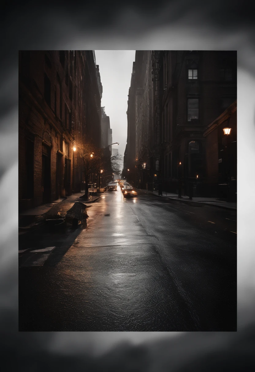 fotorealismo de un camino semioscuro de una calle tenebrosa de la ciudad de new york en blanco y negro, Foto RAW, 8k uhd, movie grain, ((bokeh)) f/4, 16:9, 5s, Color kinematics, octanaje, Photography simulating a Leica M11 camera, Procreate, Watercolor Technique, Poster Design, 300 DPI, Soft Lighting, Ethereal Art, Mysterious, Serene Expression, Enchanting Atmosphere, bokeh, photo, 8k, dark, dynamic action, pale washed out style, dreamy nostalgic, soft focus, dark vignetting,