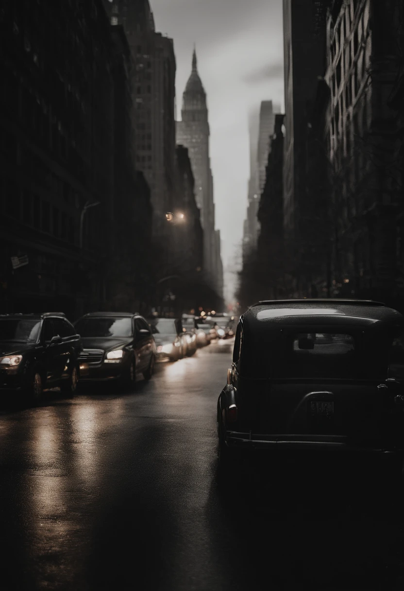 fotorealismo de un camino semioscuro de una calle tenebrosa de la ciudad de new york en blanco y negro, Foto RAW, 8k uhd, movie grain, ((bokeh)) f/4, 16:9, 5s, Color kinematics, octanaje, Photography simulating a Leica M11 camera, Procreate, Watercolor Technique, Poster Design, 300 DPI, Soft Lighting, Ethereal Art, Mysterious, Serene Expression, Enchanting Atmosphere, bokeh, photo, 8k, dark, dynamic action, pale washed out style, dreamy nostalgic, soft focus, dark vignetting,