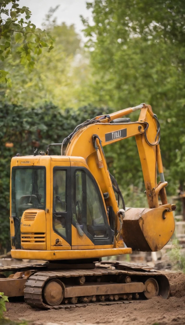 Project background shoot, Garden construction, well drailling construction work on the garden, heavy drilling equipment.