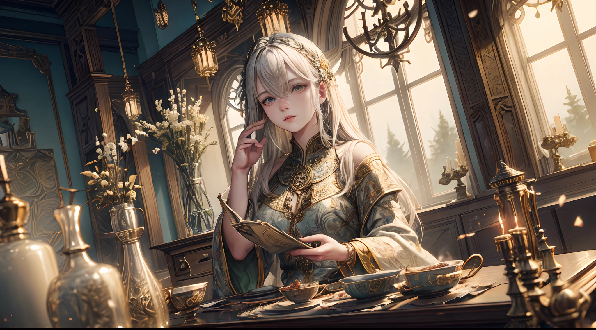 Ethereal Bohemian, Waxwing bird, intricate details, ornate detailed illustration, octane render, William Morris style, trending on artstation