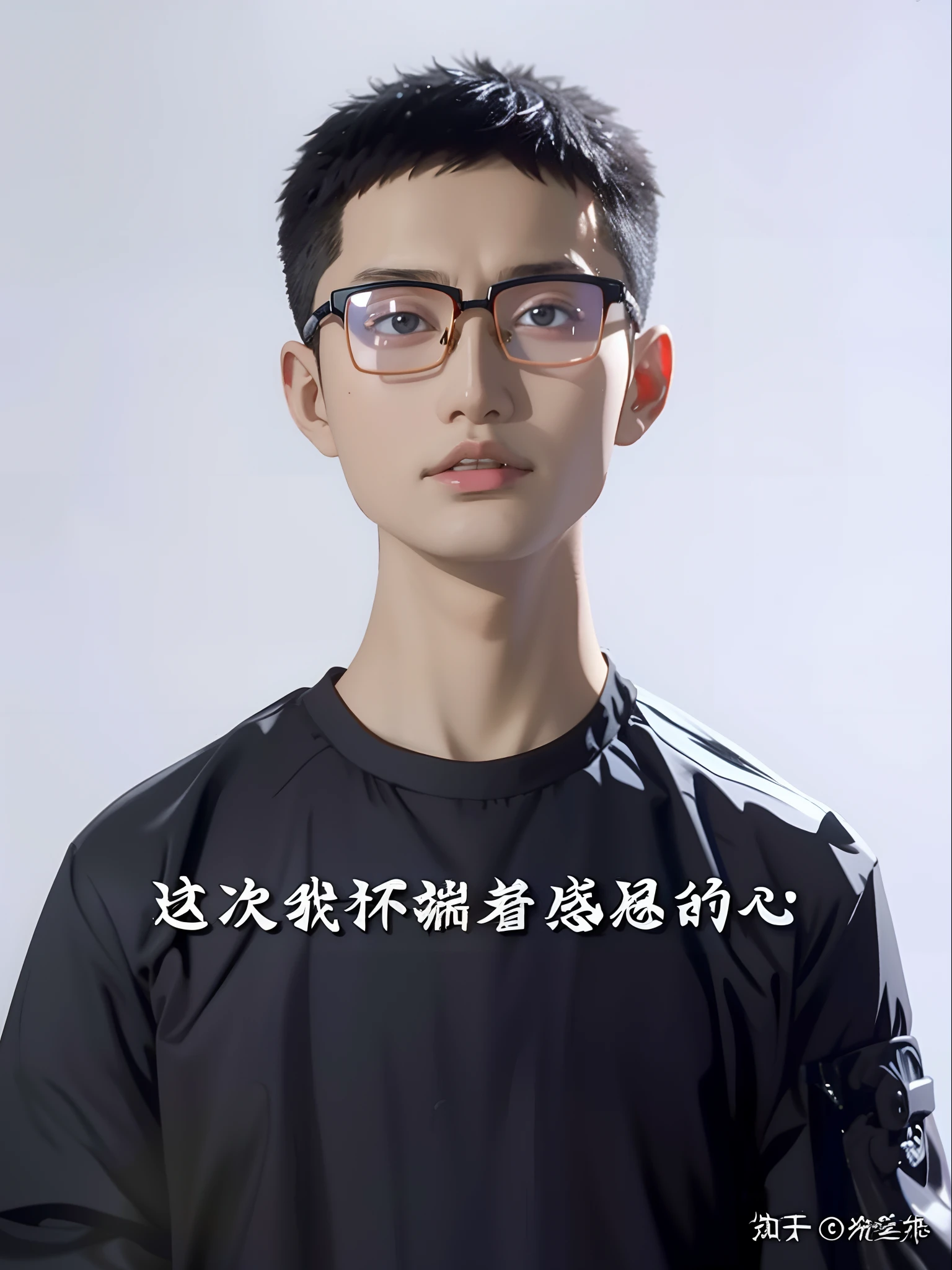 a close up of a person with glasses and a black shirt, Cai Xukun, Li Zixin, yanjun cheng, inspired by Ding Yunpeng, Chiba Yuda, inspired by Chen Daofu, Inspired by Xiao Yuncong, inspired by Huang Gongwang, Inspired by Ding Guanpeng