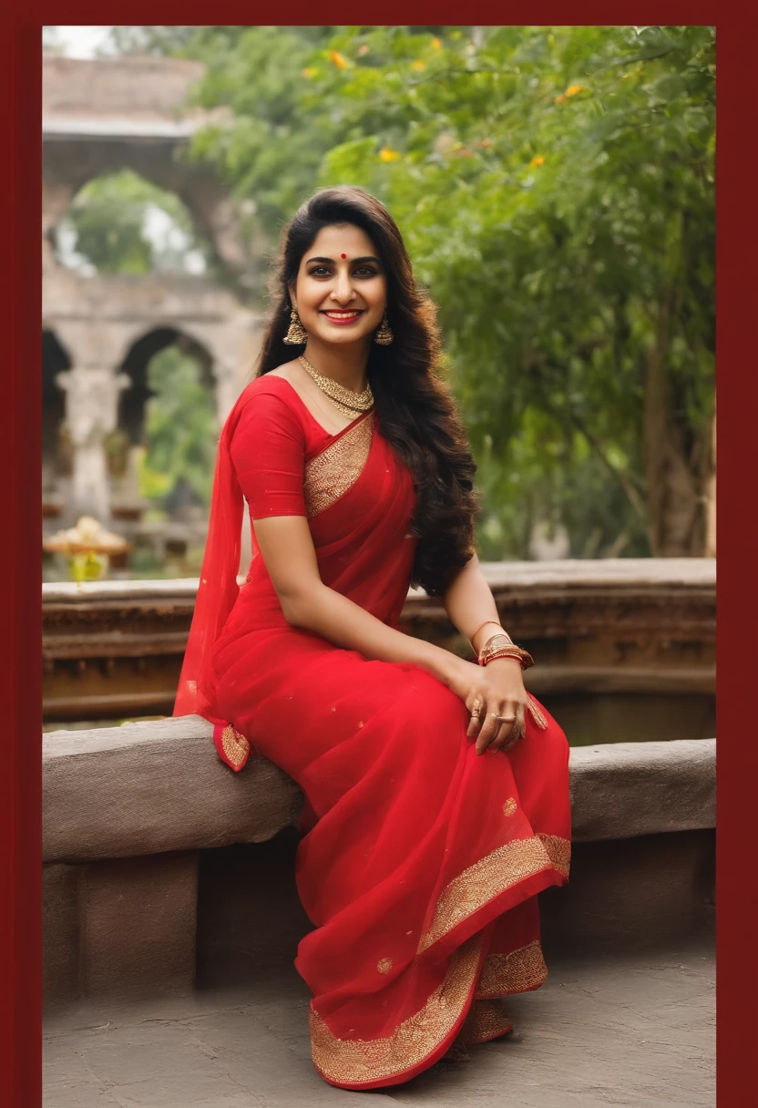 a close up of a woman in a red sari smiling, 30 years old woman, 3 0 years old woman, very clear picture, candid picture, old picture, very very low quality picture, portait photo profile picture, photo of a woman, images, faridah malik, around 1 , selfie photo, 2 4 years old