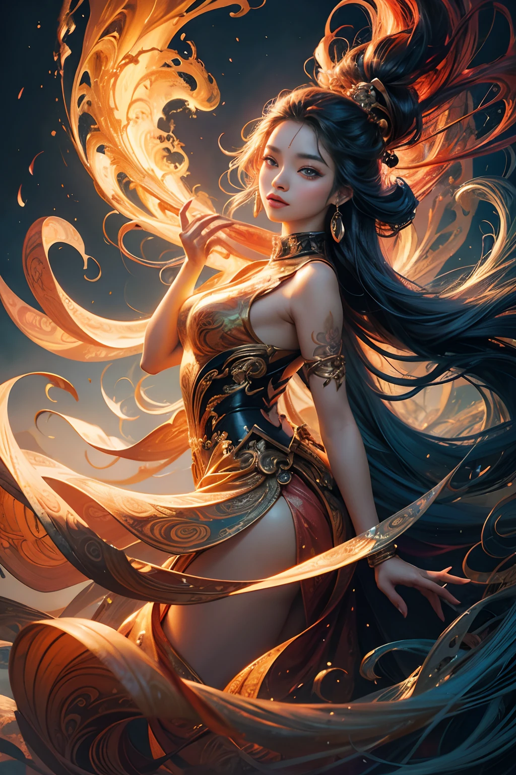 (Numerous award-winning masterpieces, with incredible details), ((Extremely beautifull face)), ((finely detailed true circle Symmetrical eyes)), (A majestic sight), (Her countenance is gentle and beautiful, but somehow terrifying)