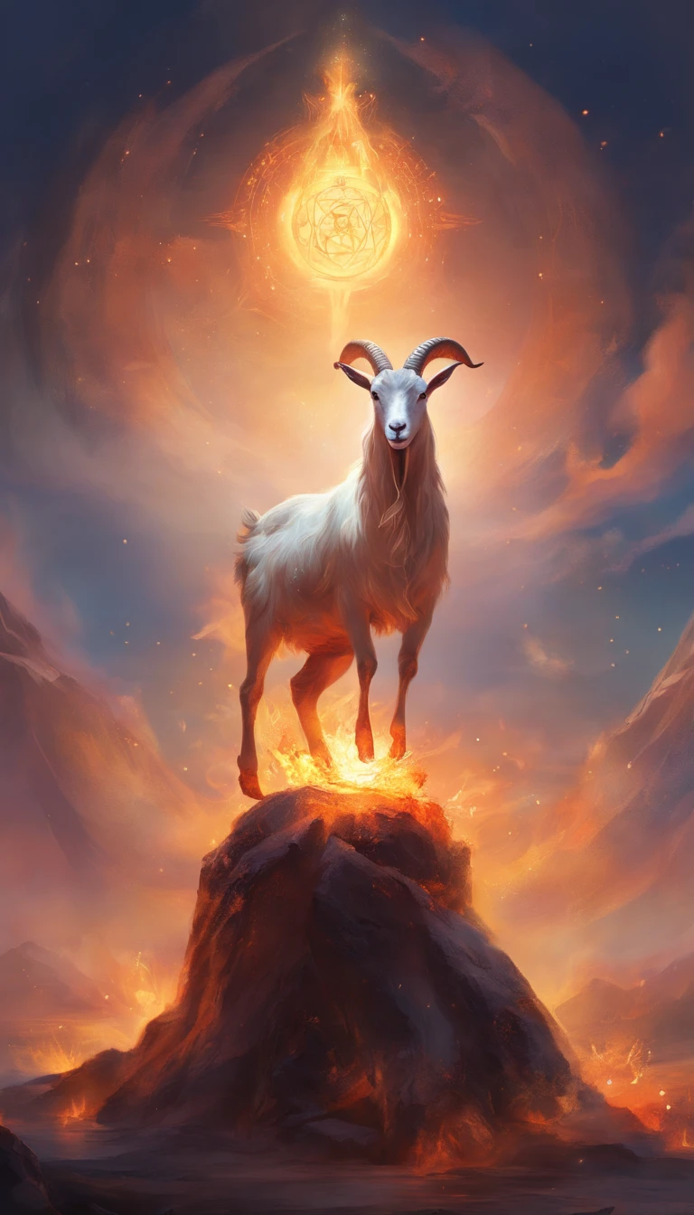 a illuminati ritual, goat spirit on top of a bonfire