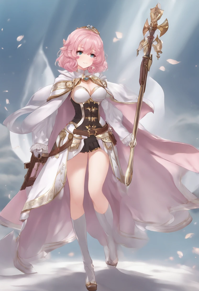 6years old, war maidens, big boobs, weapons, white short hair, , ((Anime - style images of characters with various pink hair and silver accessories, anime set style, character reference sheet,flat anime style, anime full body illustration)), sexy long dress, white cape, full_Body,full detailed body, extra detailed body, full detailed body, extra detailed body, anime vtuber full body model, soft anime illustration, anime style character, clean detailed anime style,