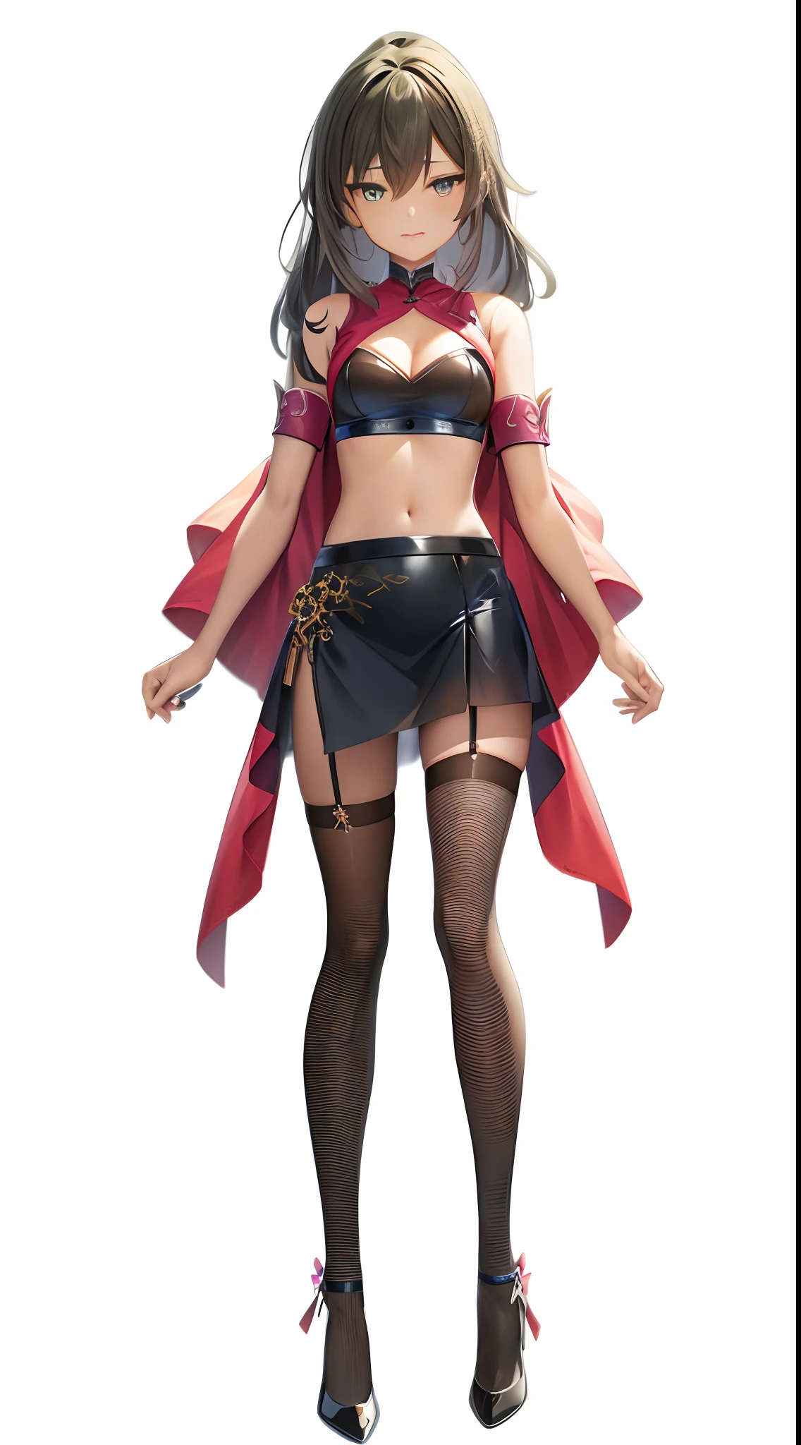A woman in a blue dress and black stockings standing in front of a black background, full-body xianxia, cute anime waifu in a nice dress, beautiful full-body concept art, anime woman fullbody art, from girls frontline, full body concept, lunar themed attire, official character art, anime full body illustration, Kushatt Krenz Key Art Women